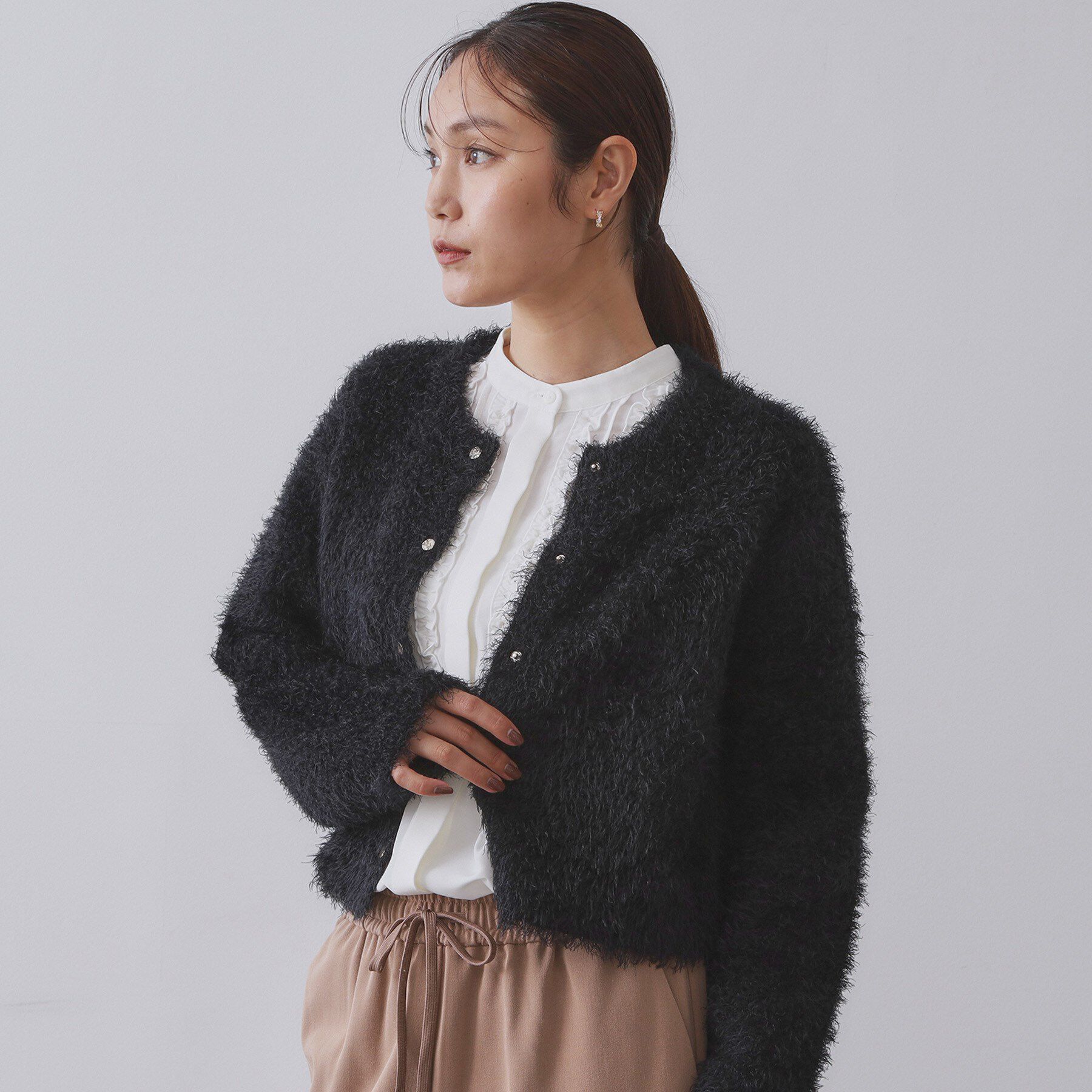 OPAQUE.CLIP「シャギーショートカーディガン【洗濯機OK】《6col》」|カーディガン|