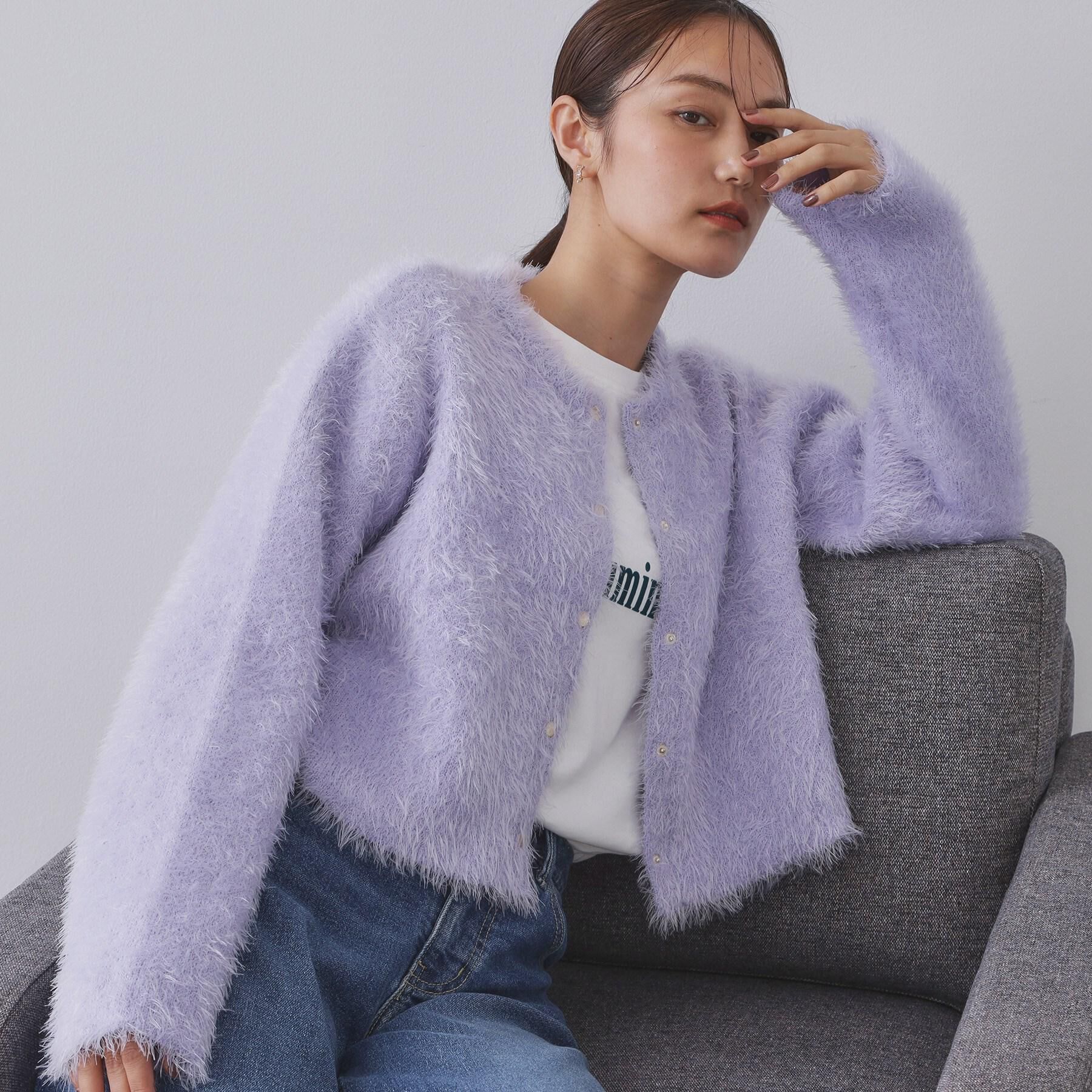 OPAQUE.CLIP「シャギーショートカーディガン【洗濯機OK】《6col》」|カーディガン|