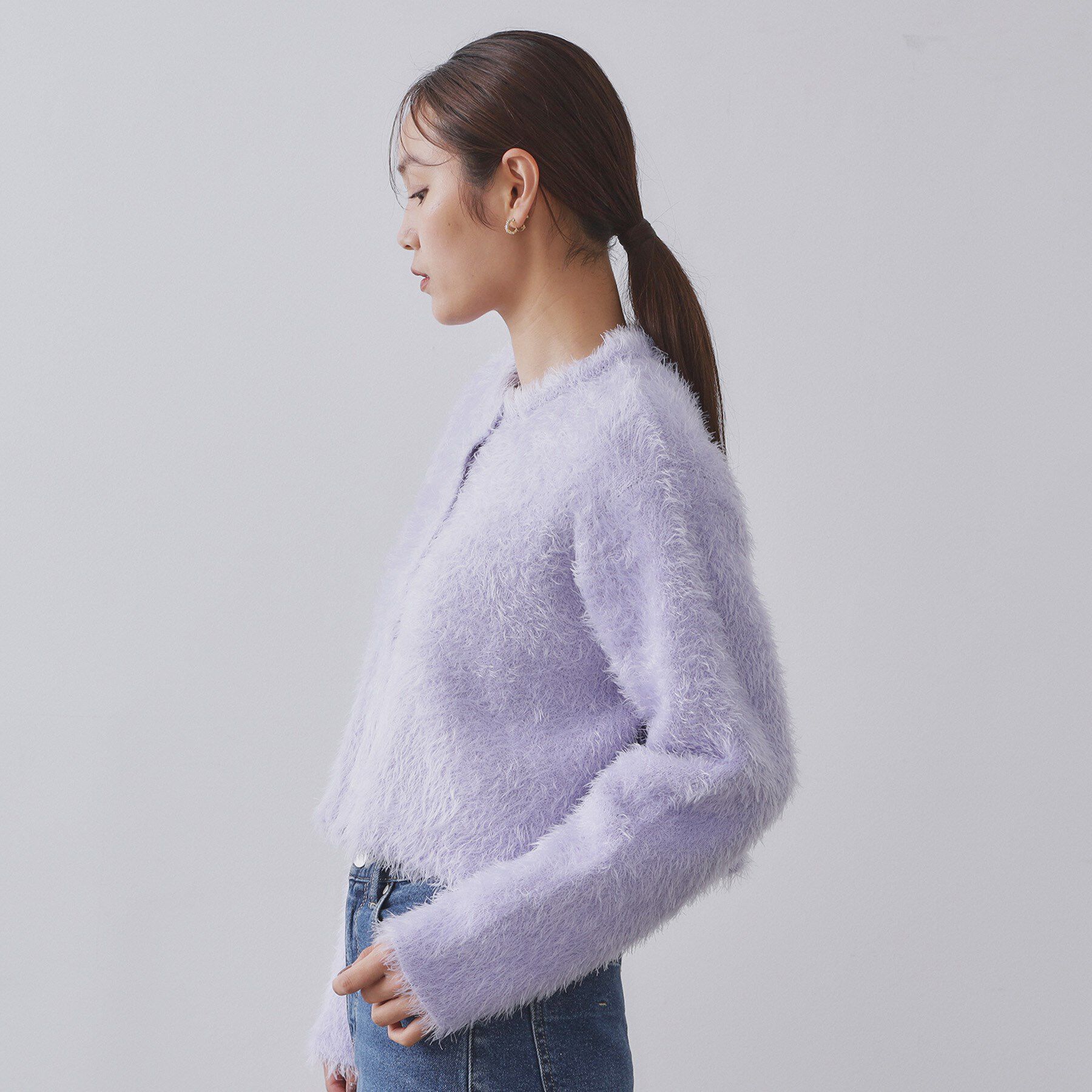 OPAQUE.CLIP「シャギーショートカーディガン【洗濯機OK】《6col》」|カーディガン|