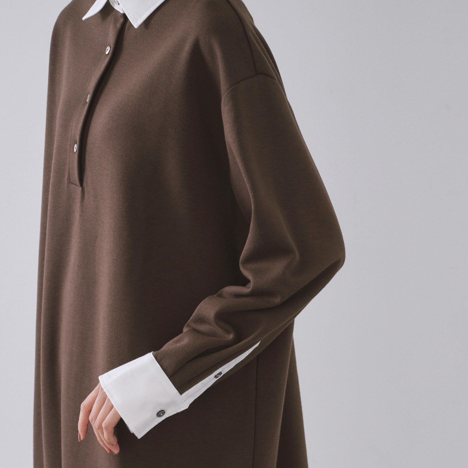 OPAQUE.CLIP「ポロ衿配色ミニワンピース【洗濯機OK】」|ワンピース|