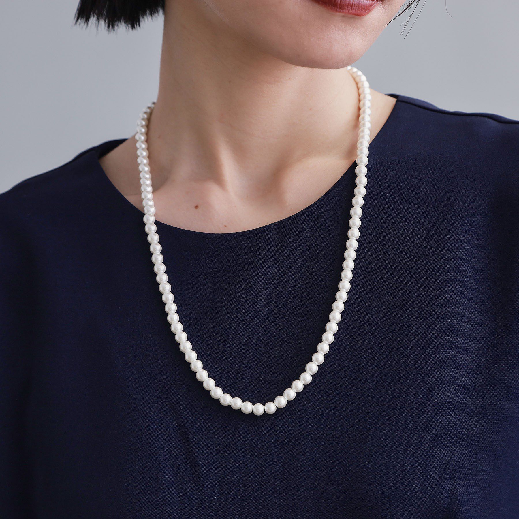 OPAQUE.CLIP「ガラスパールロングネックレス」|ネックレス|