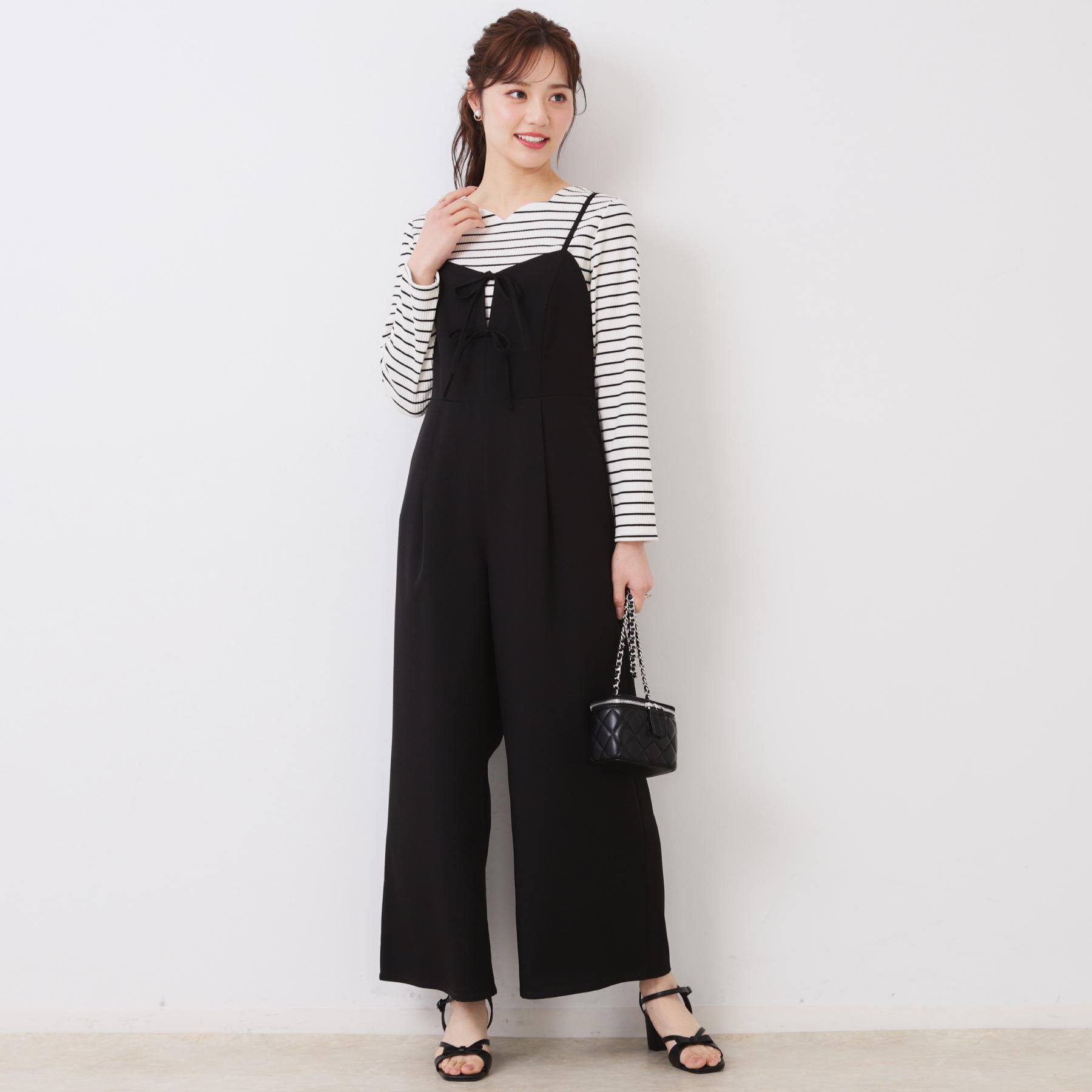 Couture broach「【大人可愛い・肩紐調節可能】リボンキャミサロペット」|オールインワン|