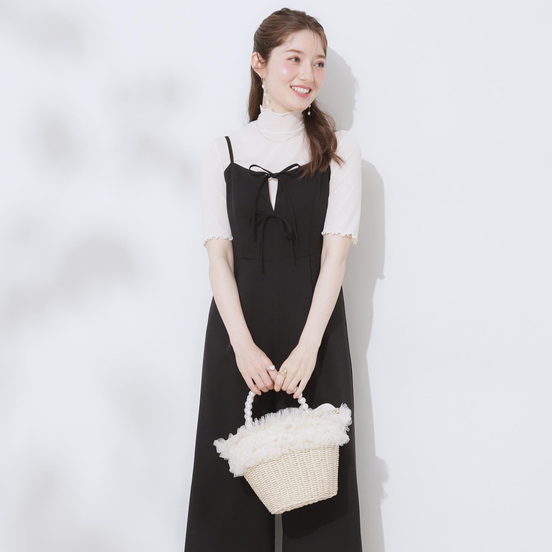 Couture broach「【大人可愛い・肩紐調節可能】リボンキャミサロペット」|オールインワン|