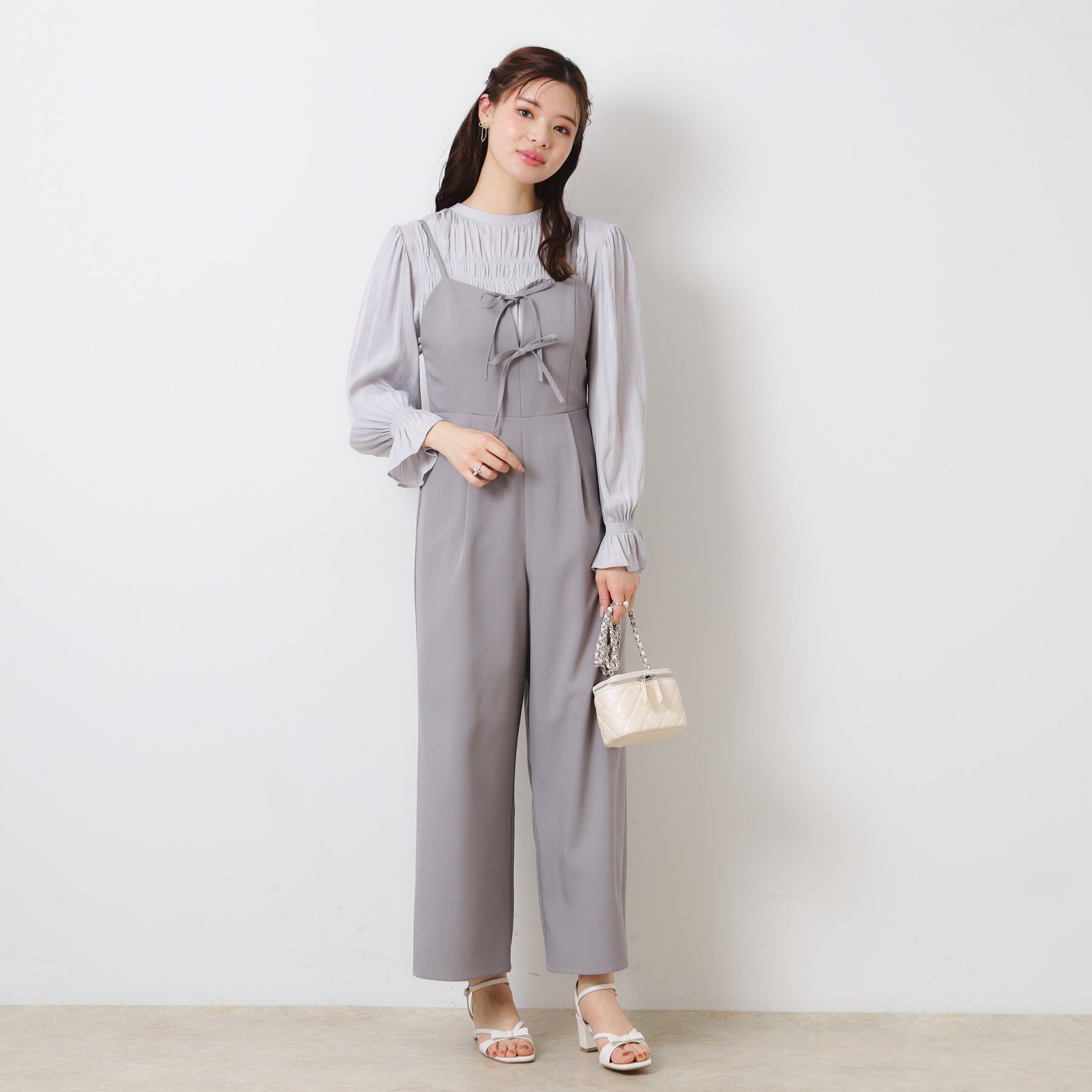 Couture broach「【大人可愛い・肩紐調節可能】リボンキャミサロペット」|オールインワン|