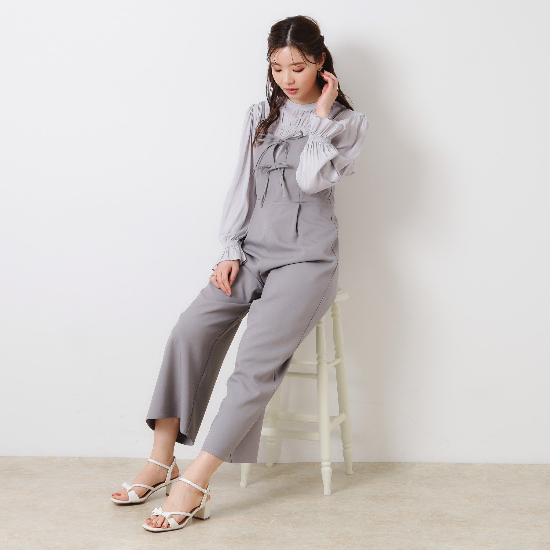 Couture broach「【大人可愛い・肩紐調節可能】リボンキャミサロペット」|オールインワン|