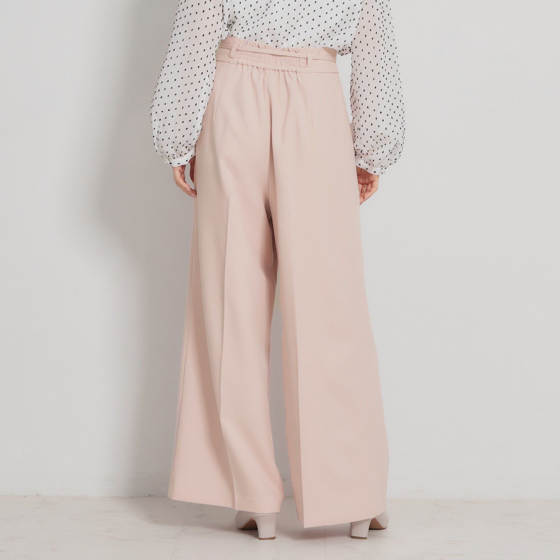 Couture broach「【洗える・S-LL】細リボンデザイン タックワイドパンツ」|その他|