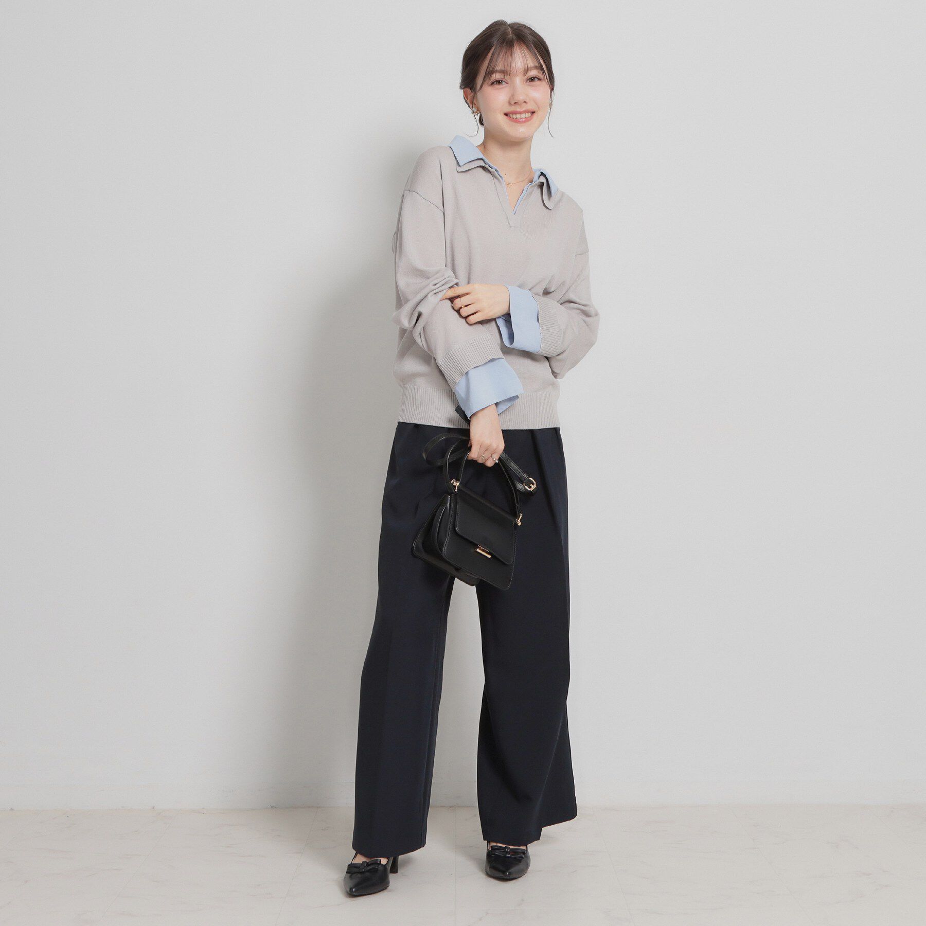 Couture broach「【洗える・S-LL】細リボンデザイン タックワイドパンツ」|その他|