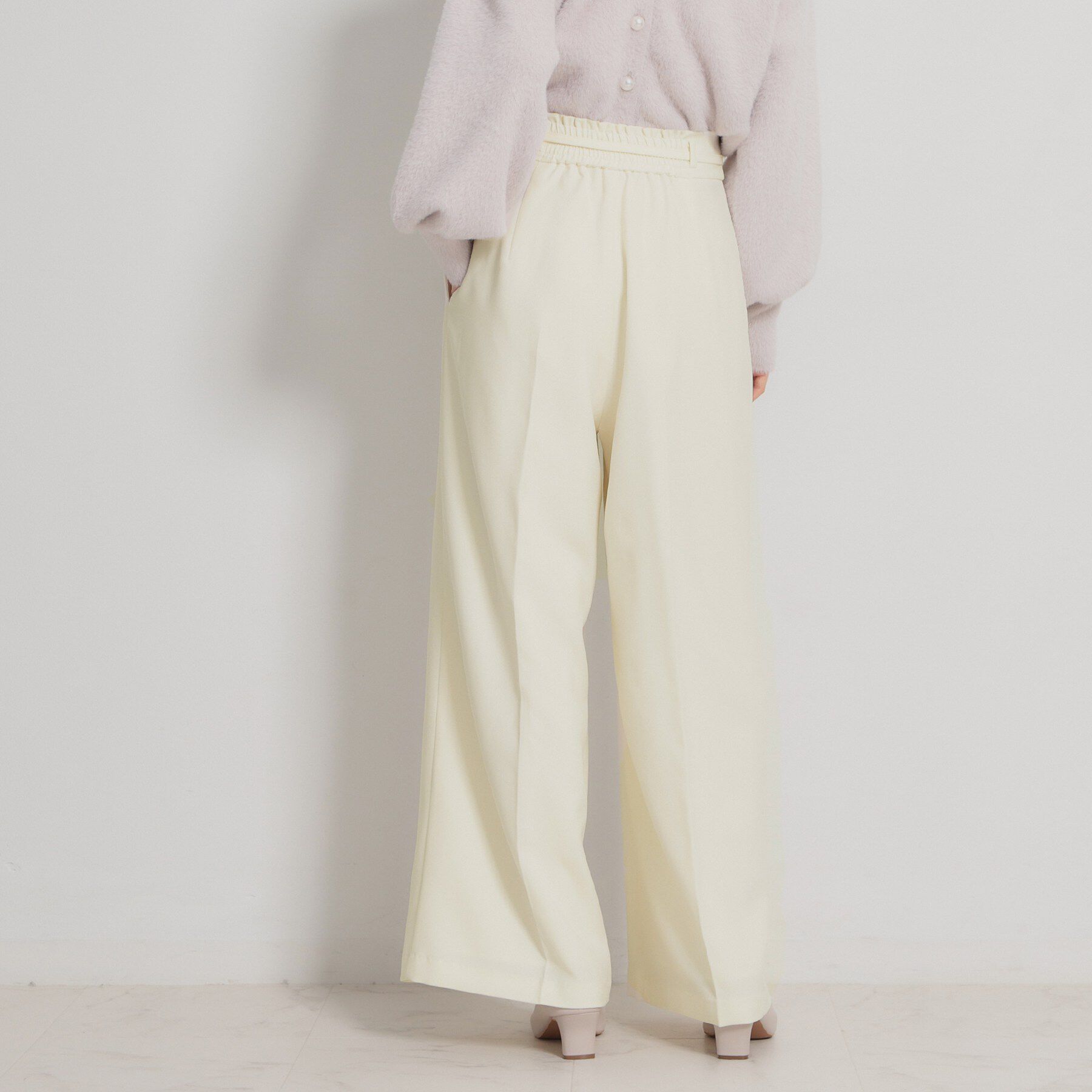 Couture broach「【洗える・S-LL】細リボンデザイン タックワイドパンツ」|その他|