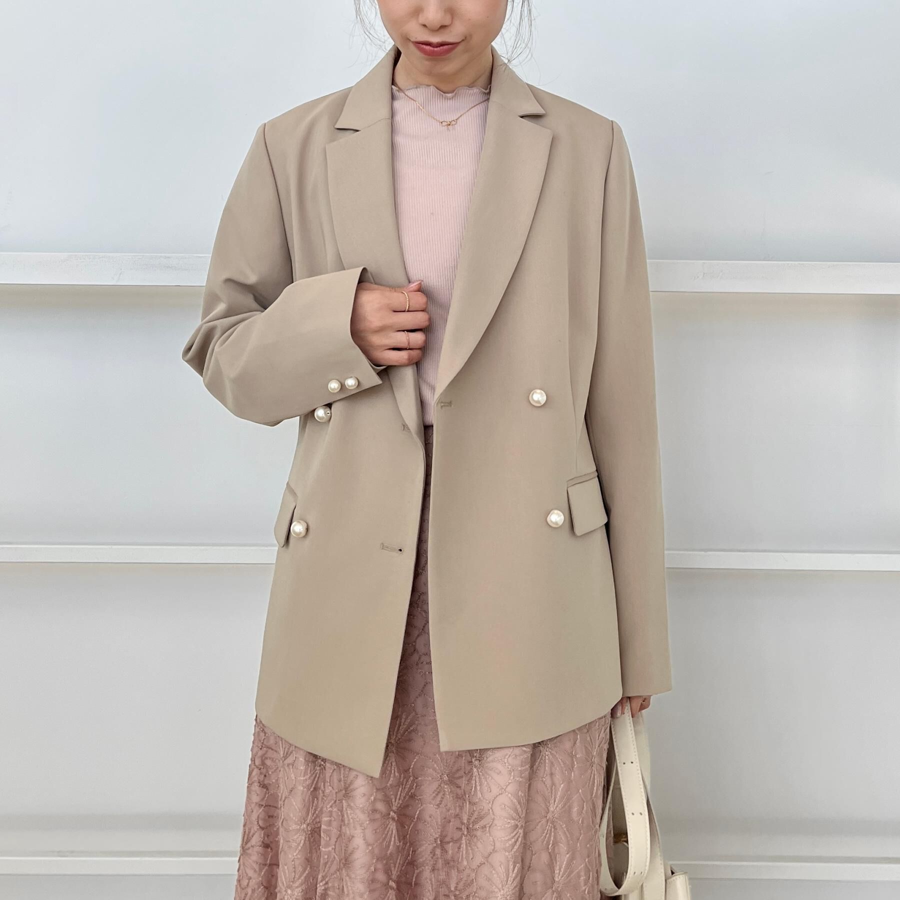 Couture broach「【洗える・ハレの日・通勤】パール調ボタン テーラードジャケット」|テーラードジャケット|