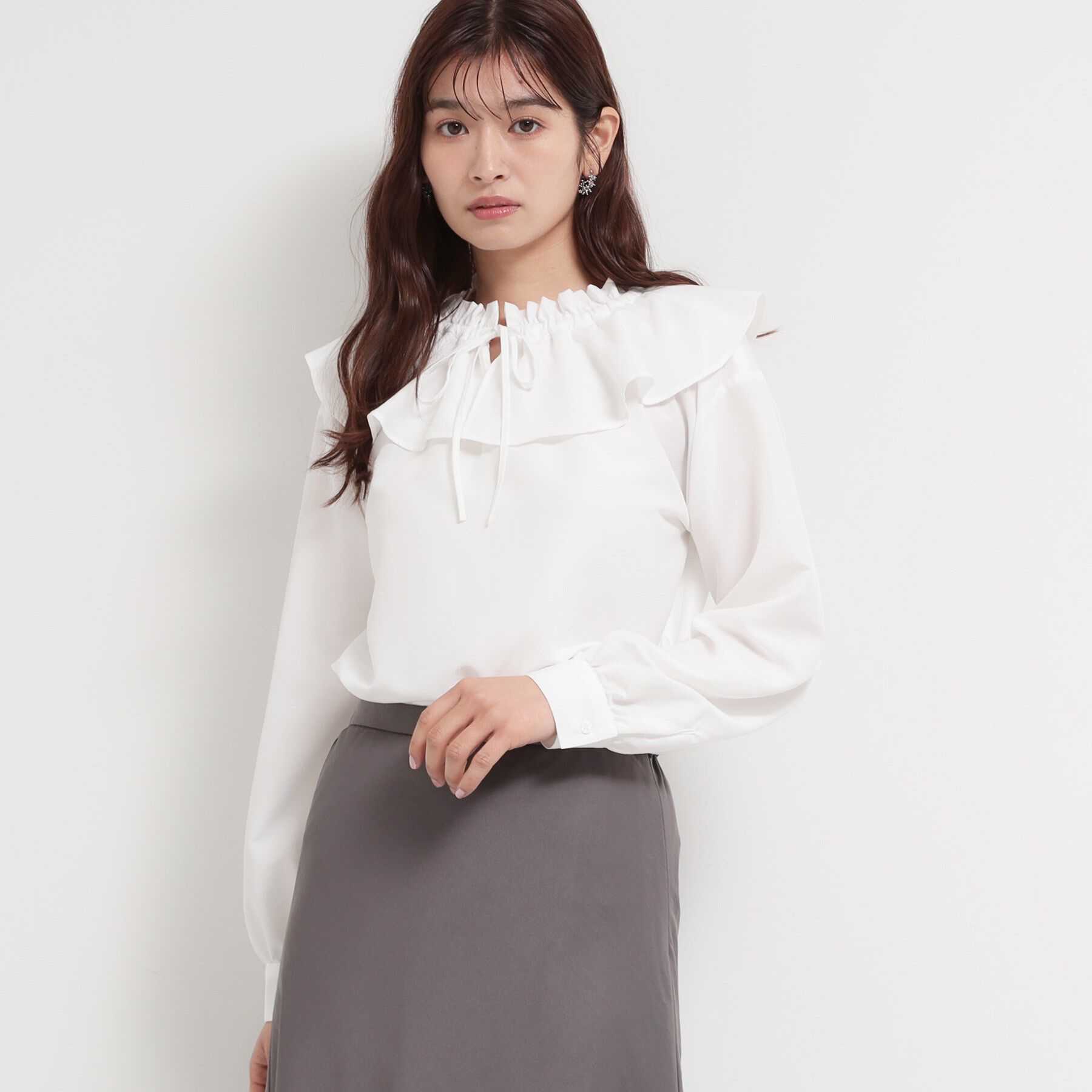 THE SHOP TK「エアリーフリルブラウス」|シャツ・ブラウス|オフホワイト(003