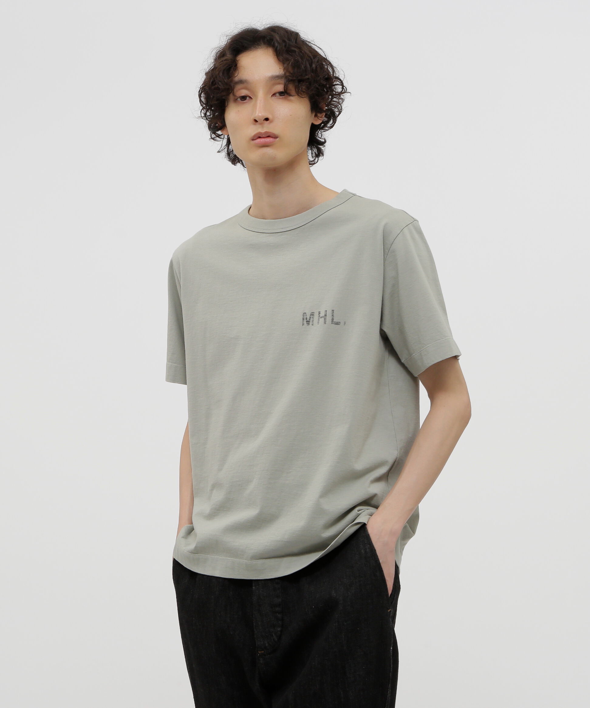 MHL.「FADED PRINTED COTTON JERSEY」|Tシャツ・カットソー|MID GREY2