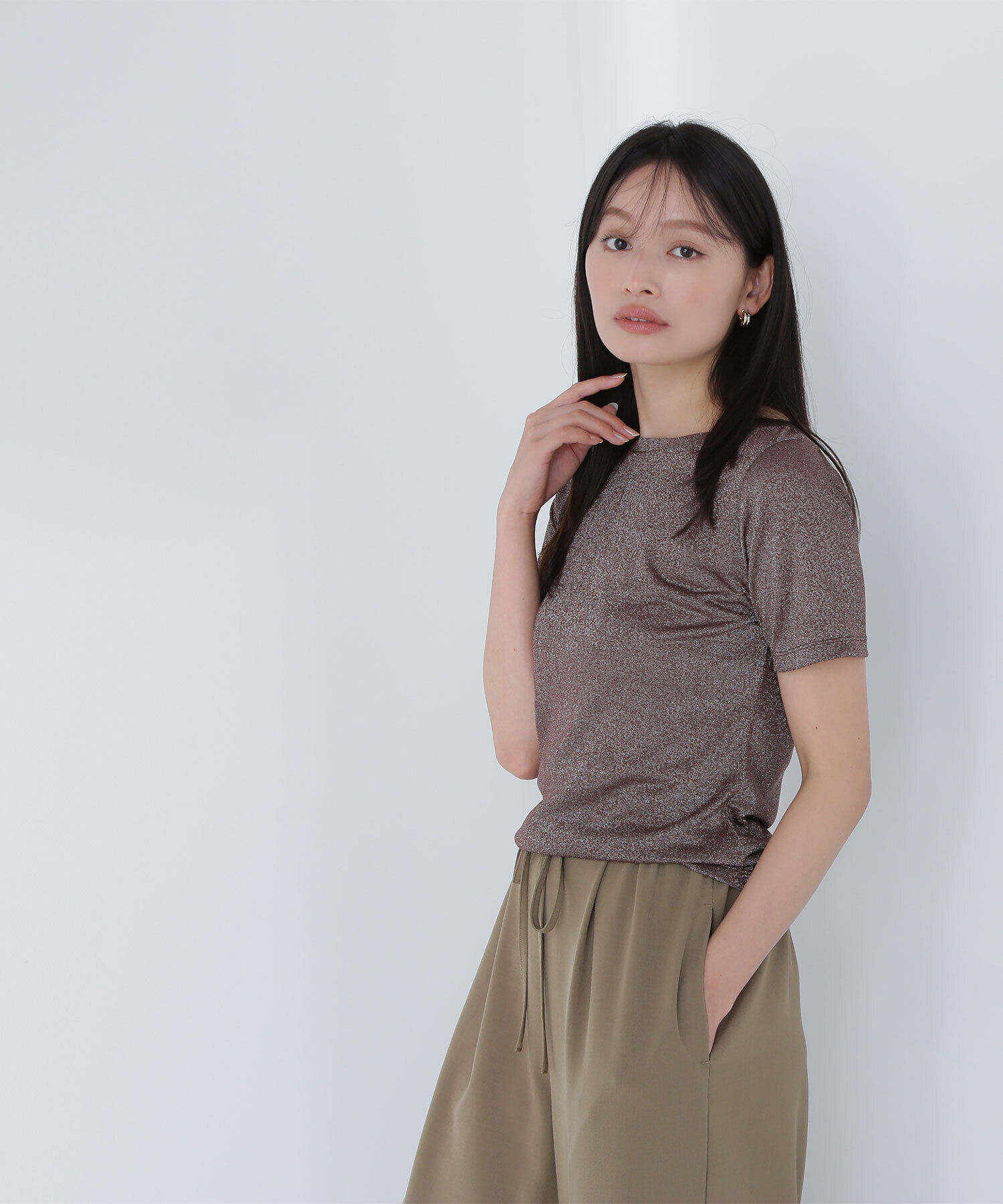  「ラメボートネックカットソー」|Tシャツ・カットソー|