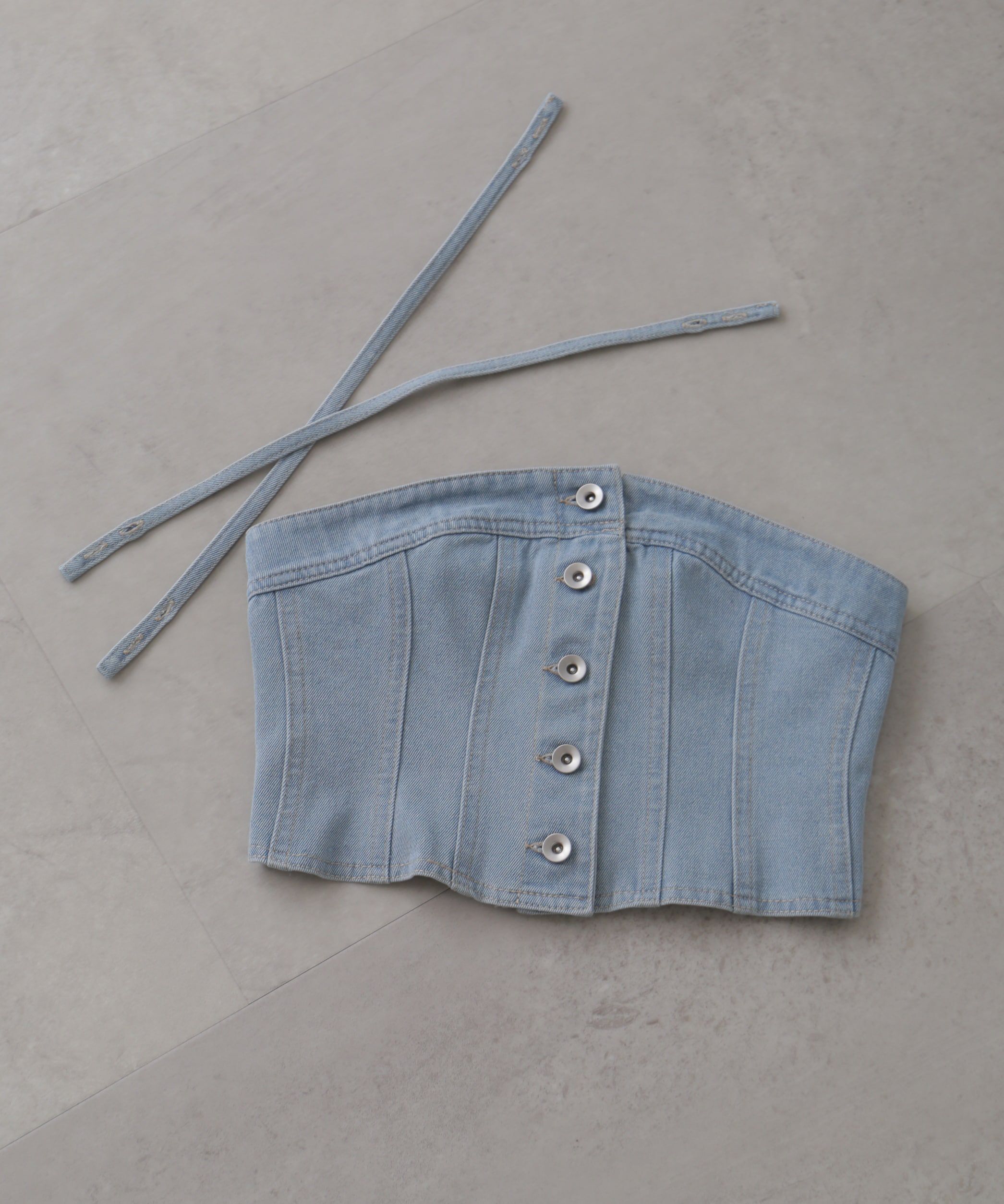  「フロントボタンデニムビスチェ」|シャツ・ブラウス|