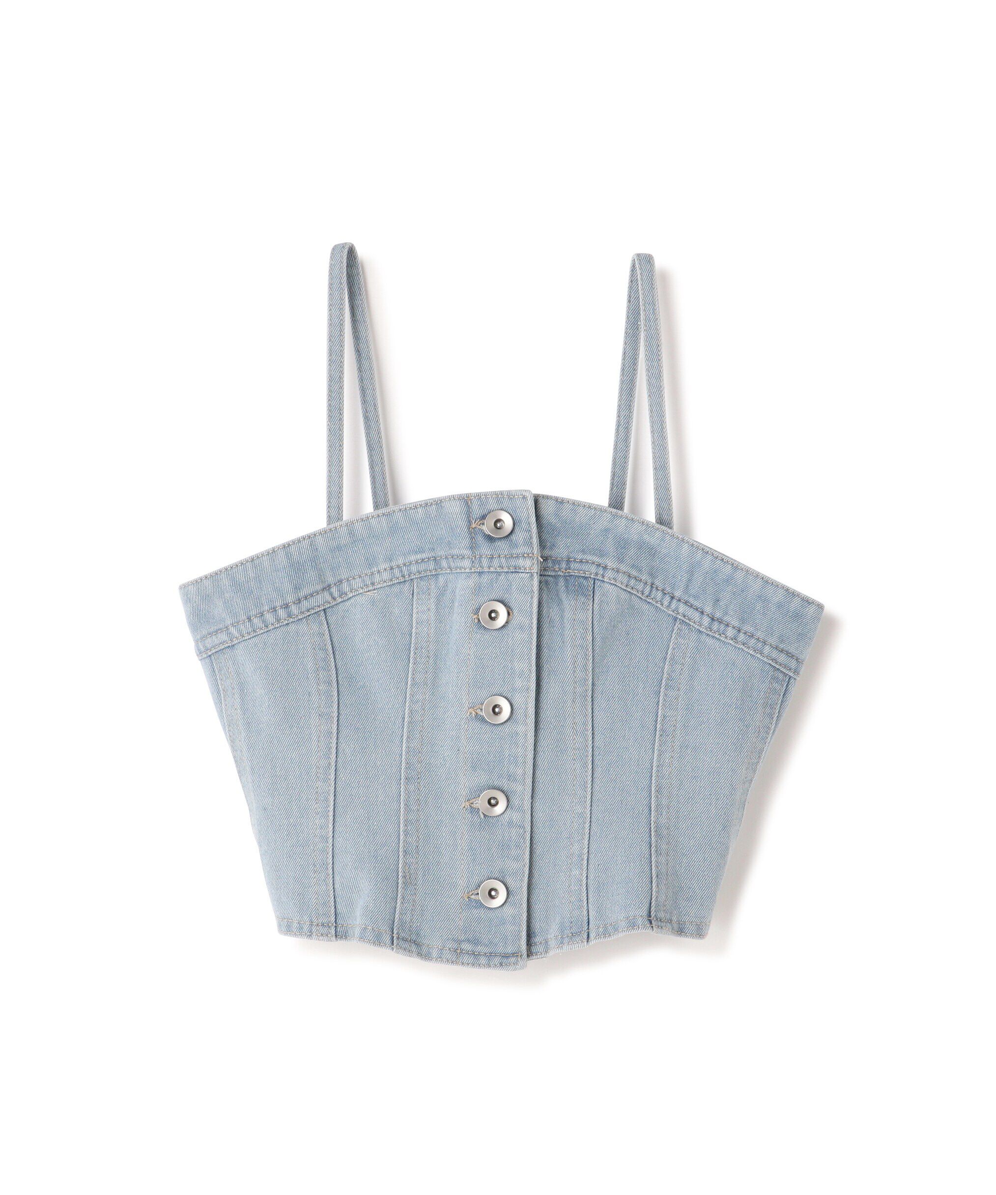  「フロントボタンデニムビスチェ」|シャツ・ブラウス|