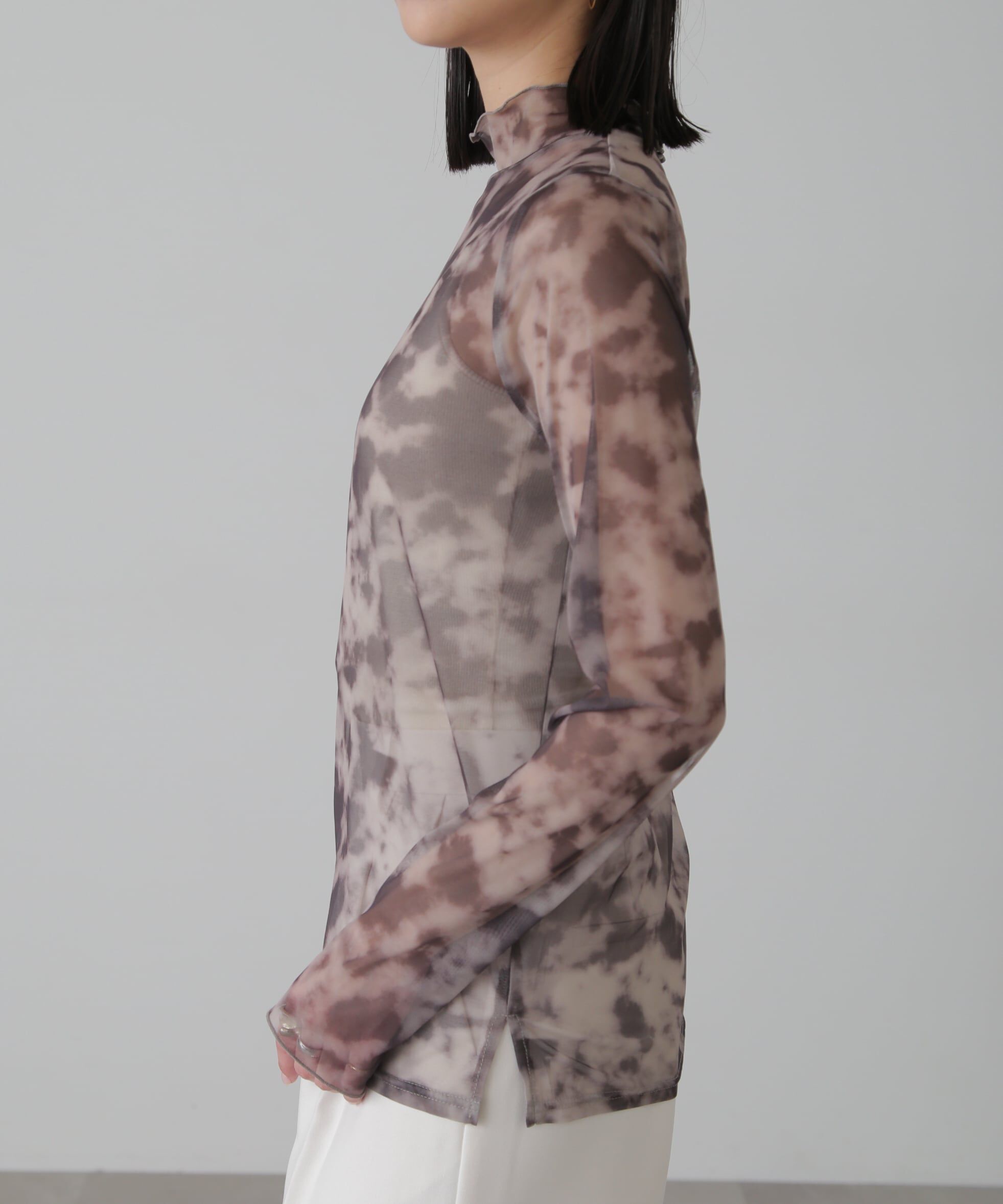  「ニュアンス柄シアーハイネックカットソー」|Tシャツ・カットソー|