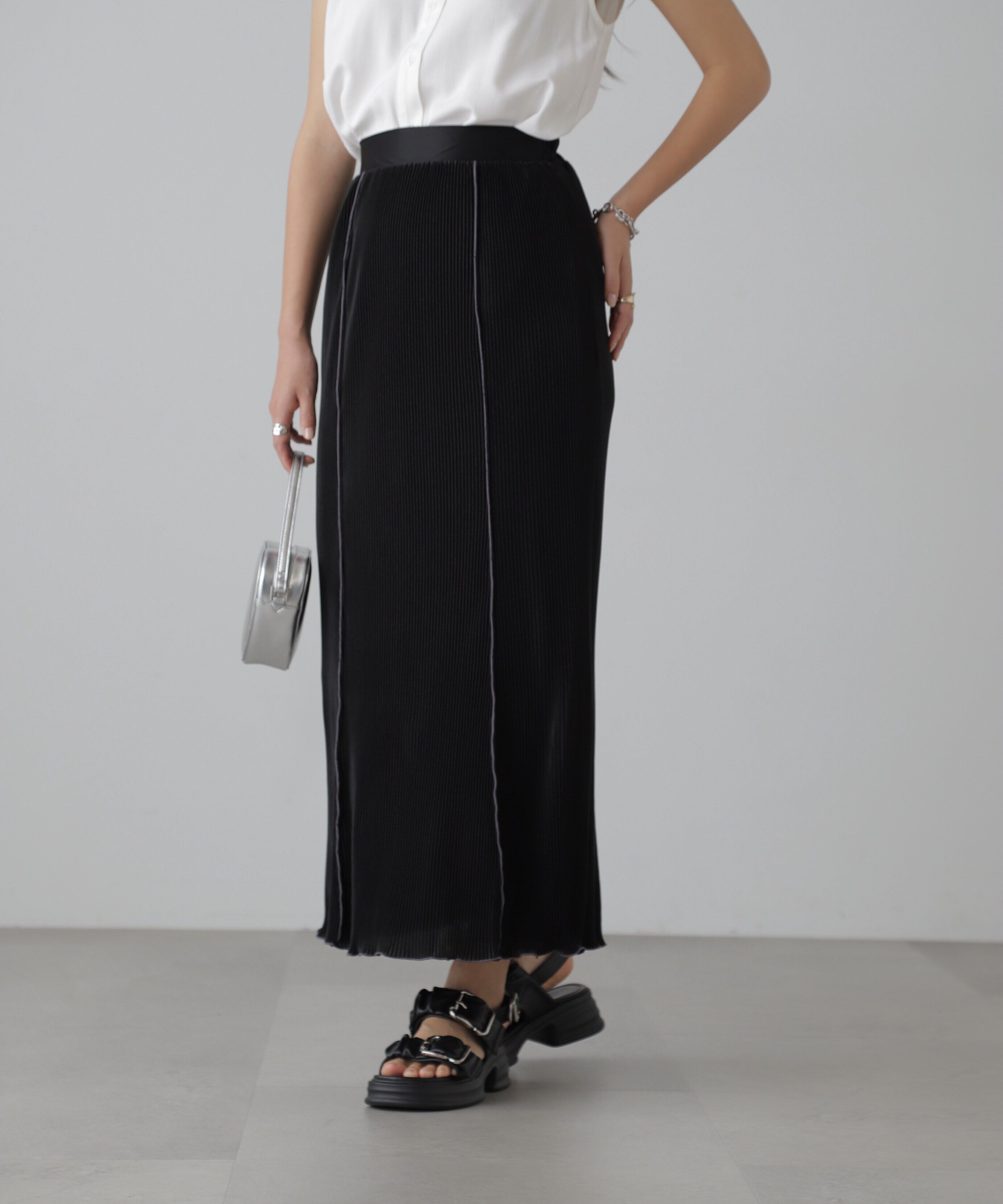  「配色メローカットソープリーツスカート」|スカート|