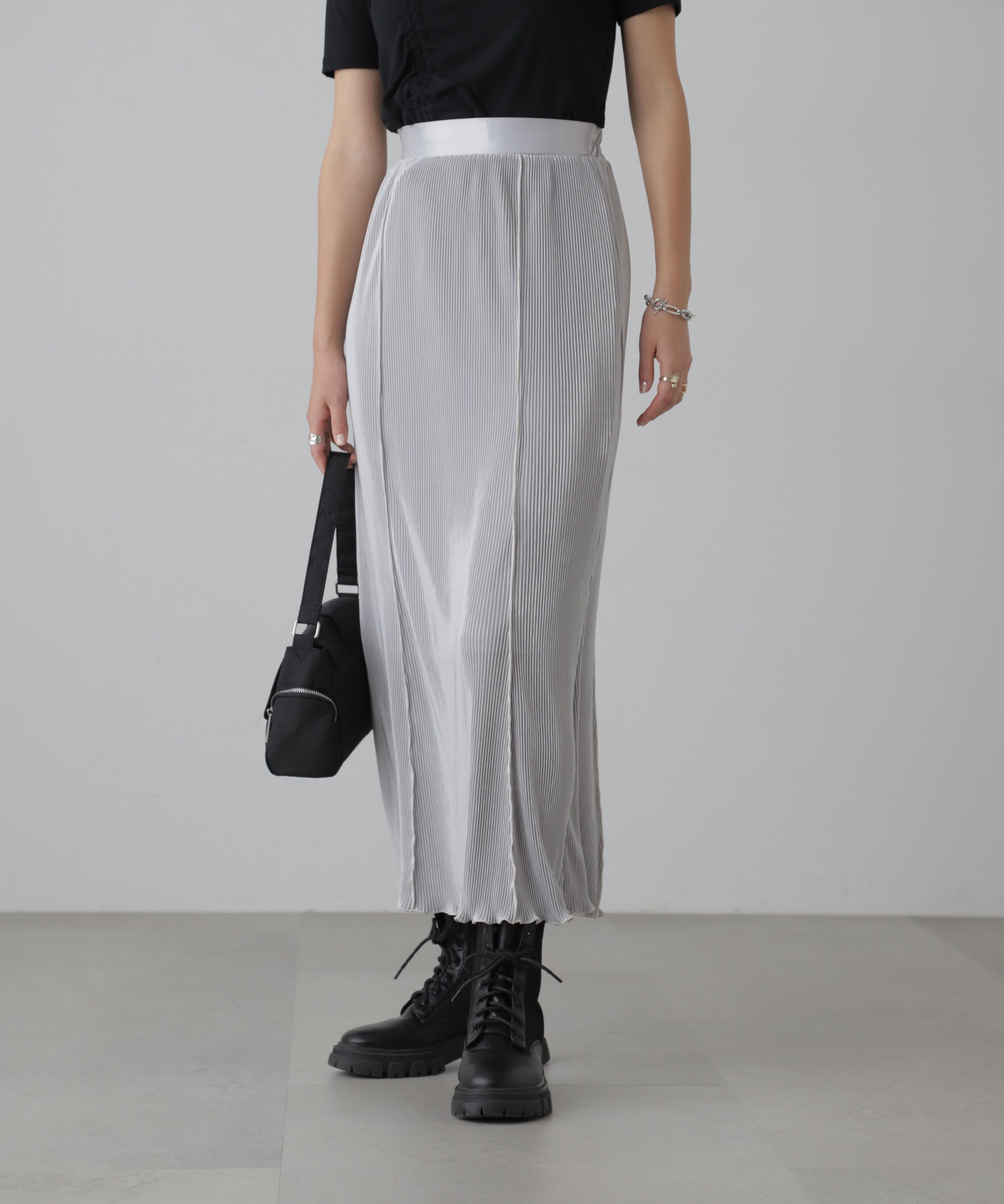  「配色メローカットソープリーツスカート」|スカート|