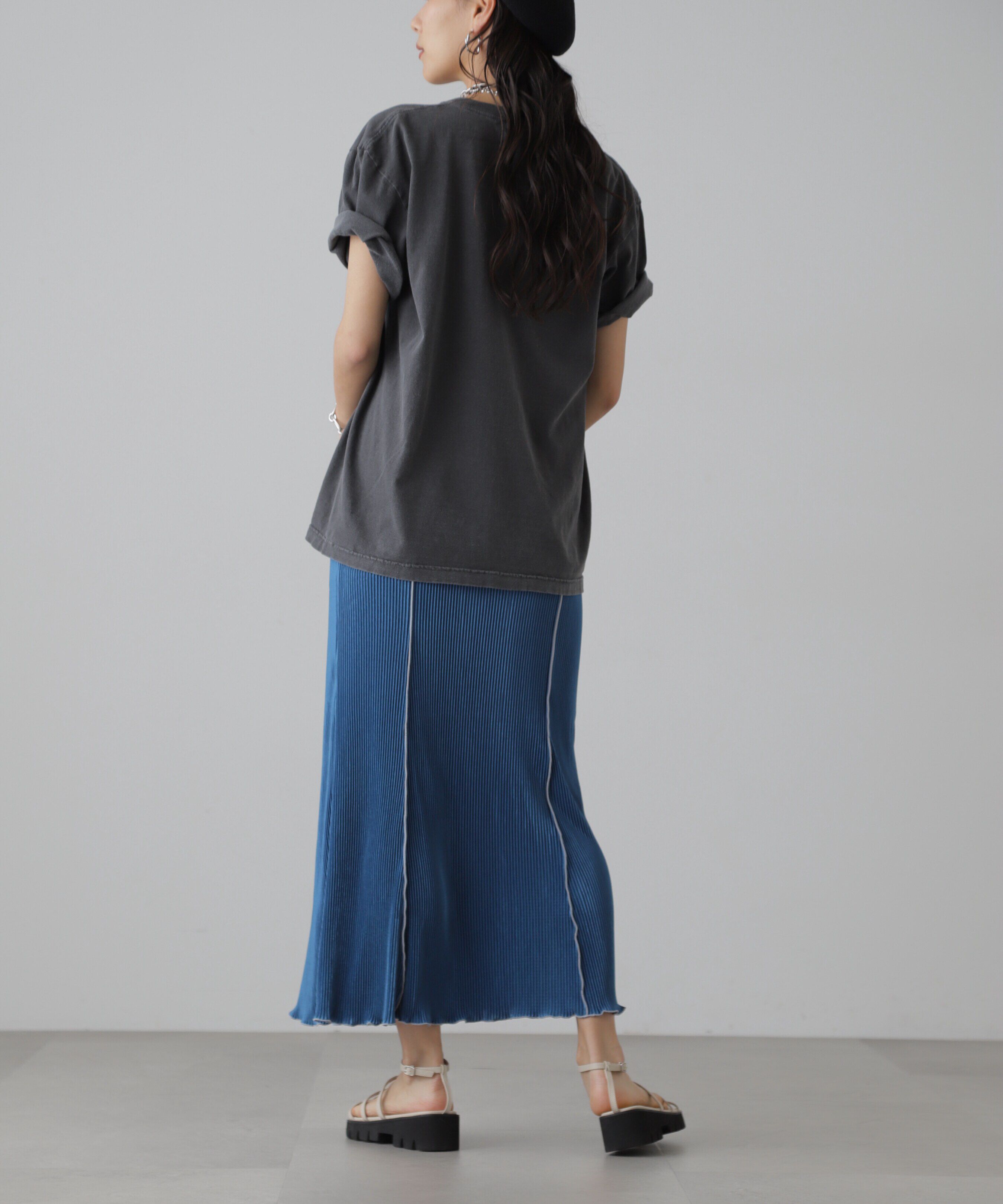  「配色メローカットソープリーツスカート」|スカート|