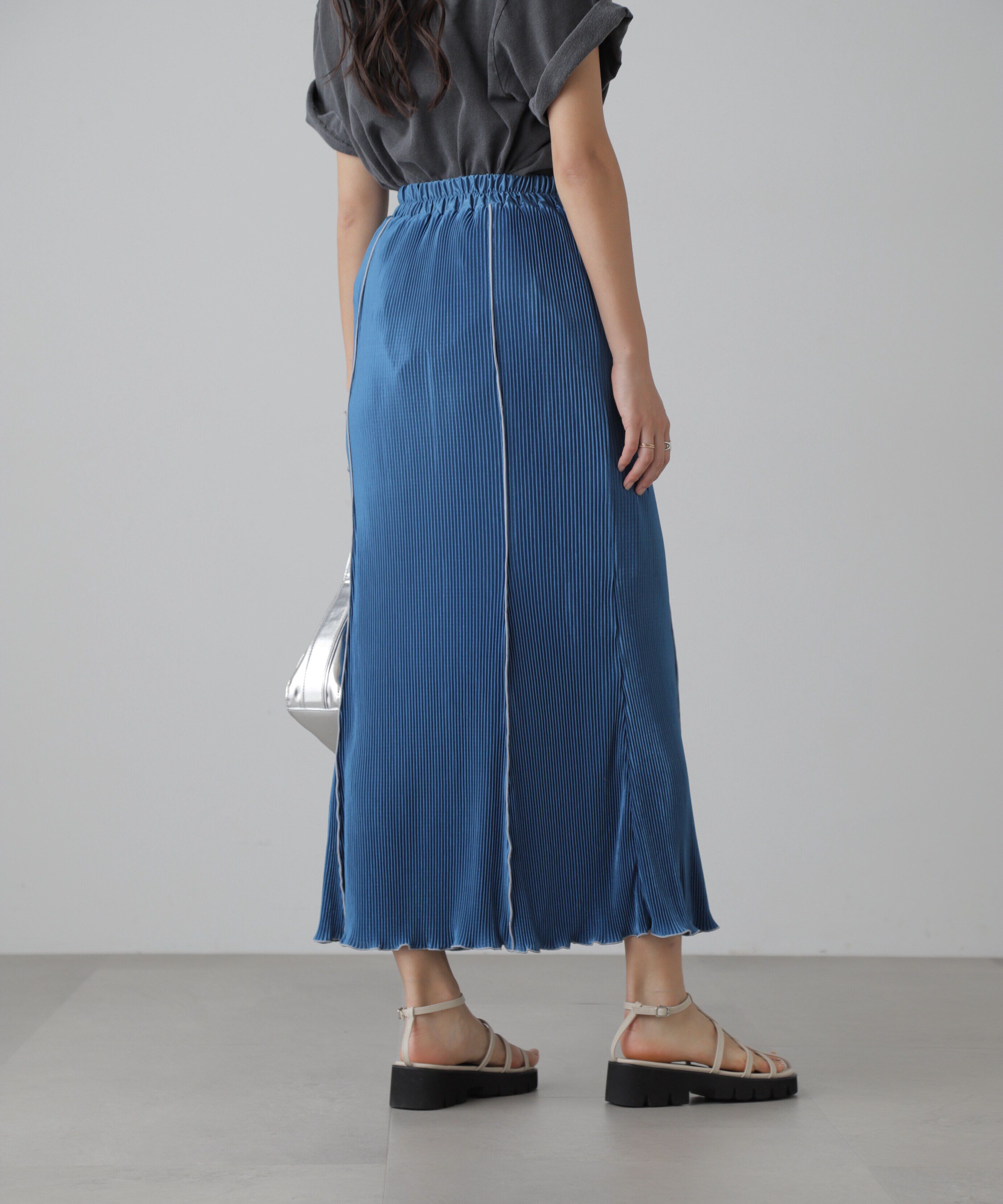  「配色メローカットソープリーツスカート」|スカート|