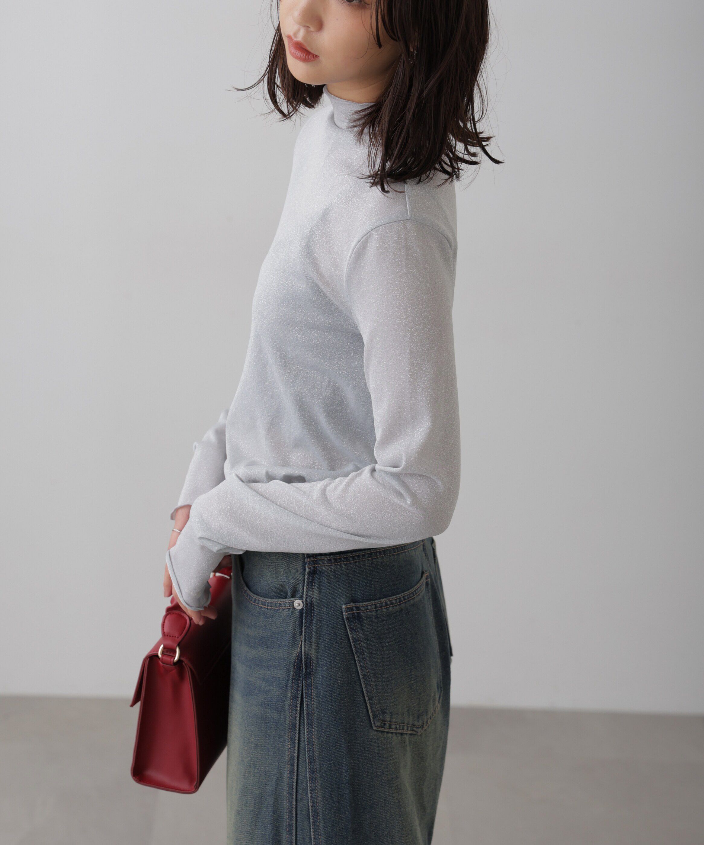  「シアーラメハイネックカットソー」|Tシャツ・カットソー|