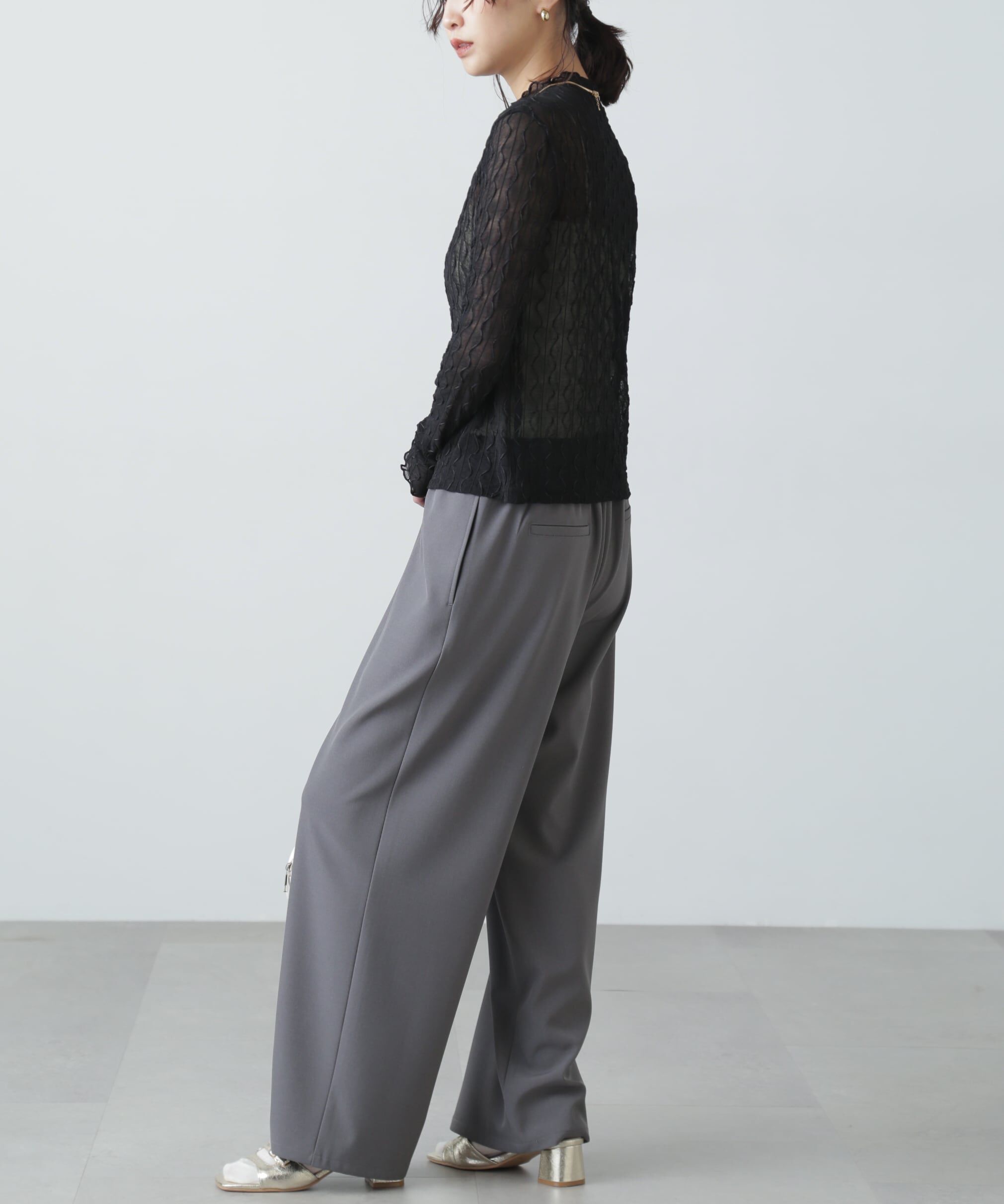  「ウェーブ柄シアーインナーカットソー」|Tシャツ・カットソー|