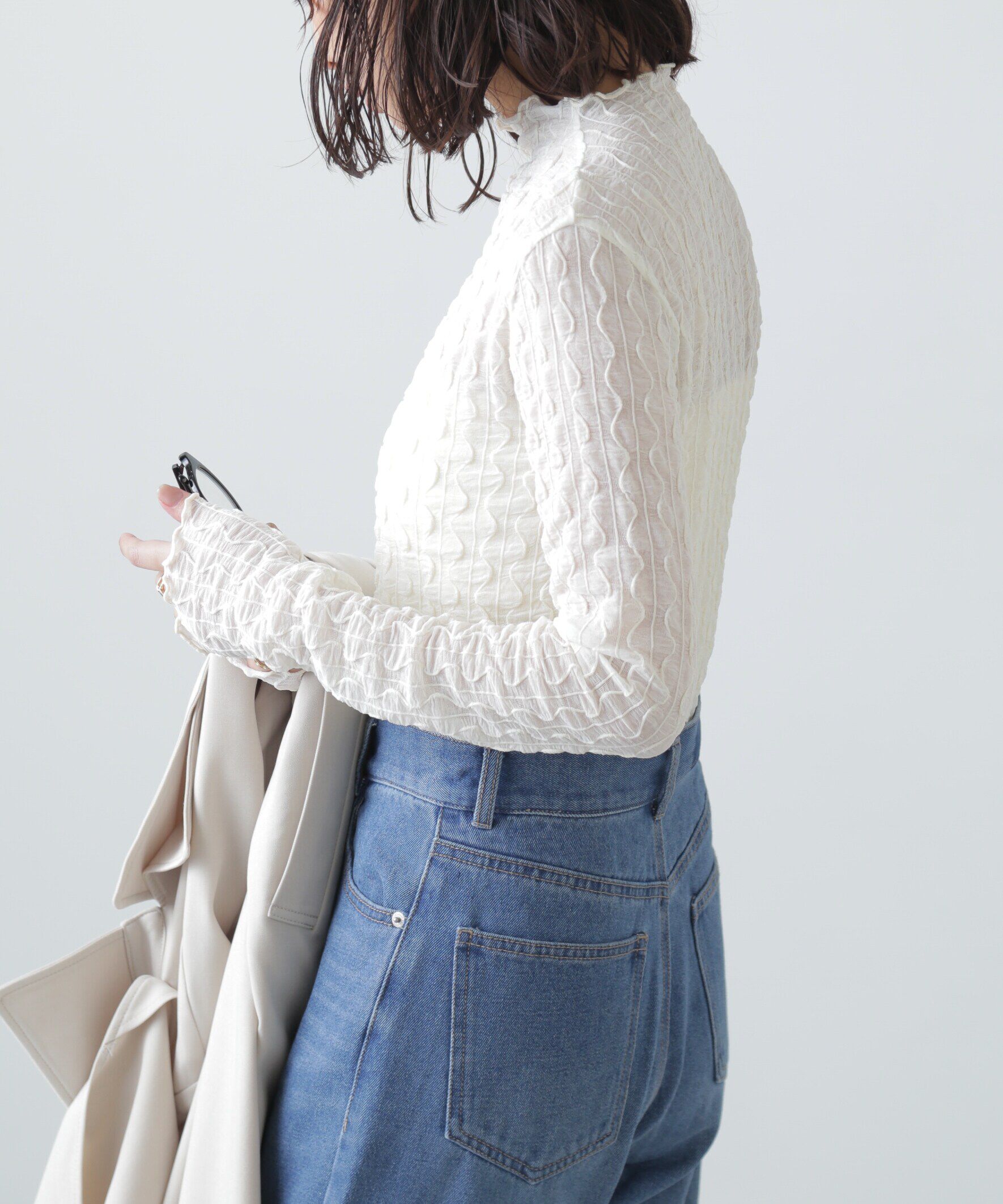  「ウェーブ柄シアーインナーカットソー」|Tシャツ・カットソー|