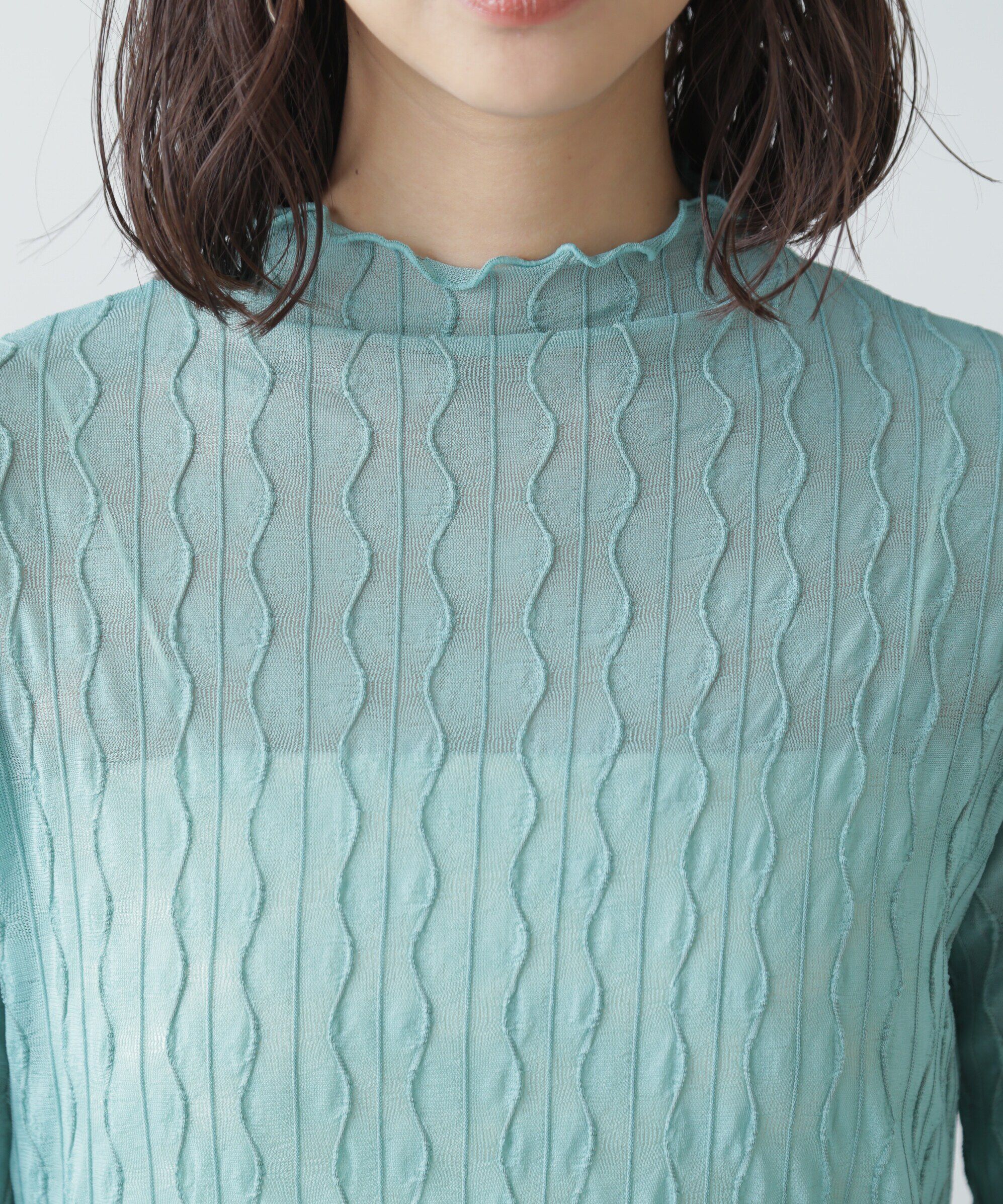  「ウェーブ柄シアーインナーカットソー」|Tシャツ・カットソー|