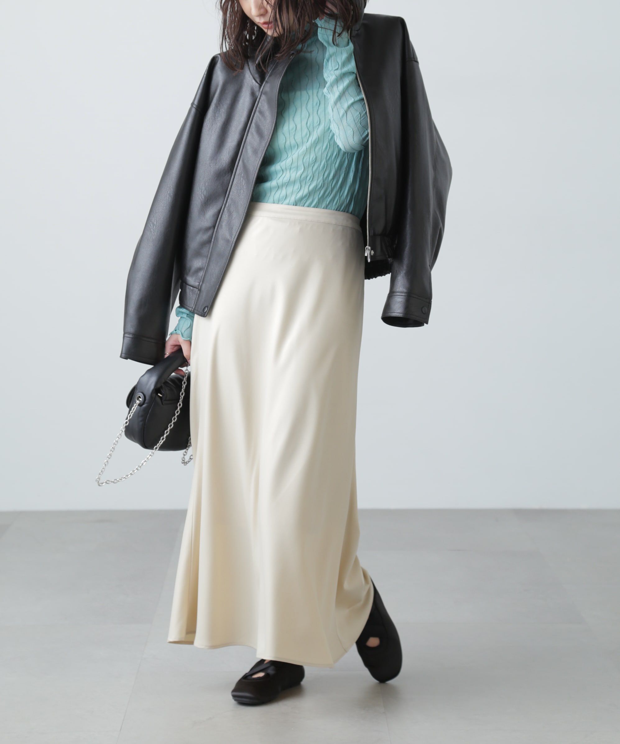  「ウェーブ柄シアーインナーカットソー」|Tシャツ・カットソー|