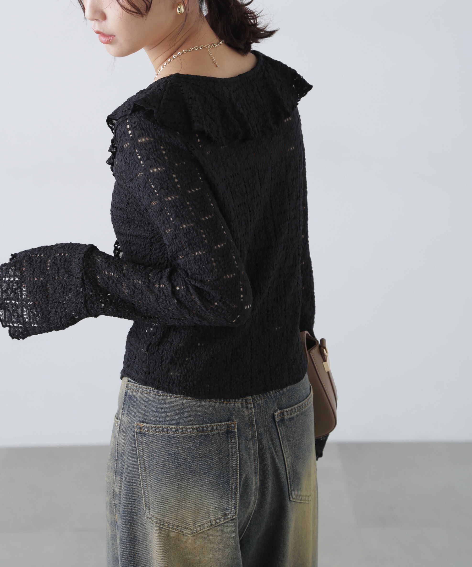  「レースラッフルカットソーブラウス」|シャツ・ブラウス|