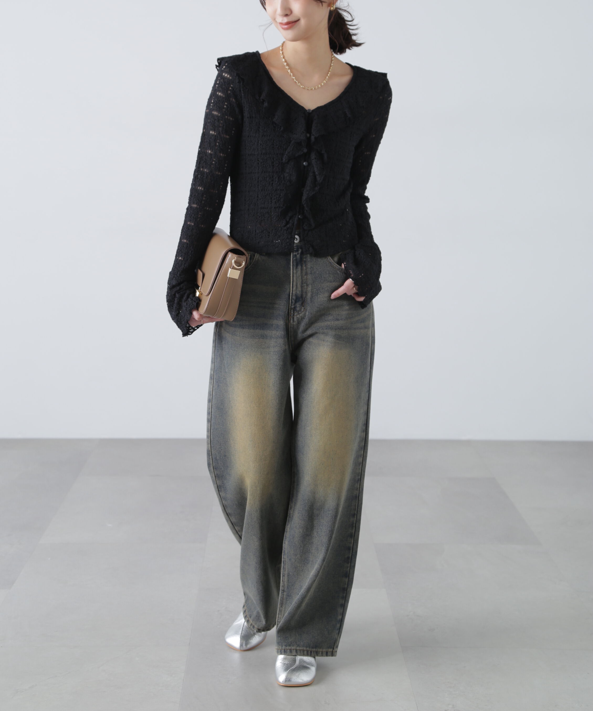  「レースラッフルカットソーブラウス」|シャツ・ブラウス|