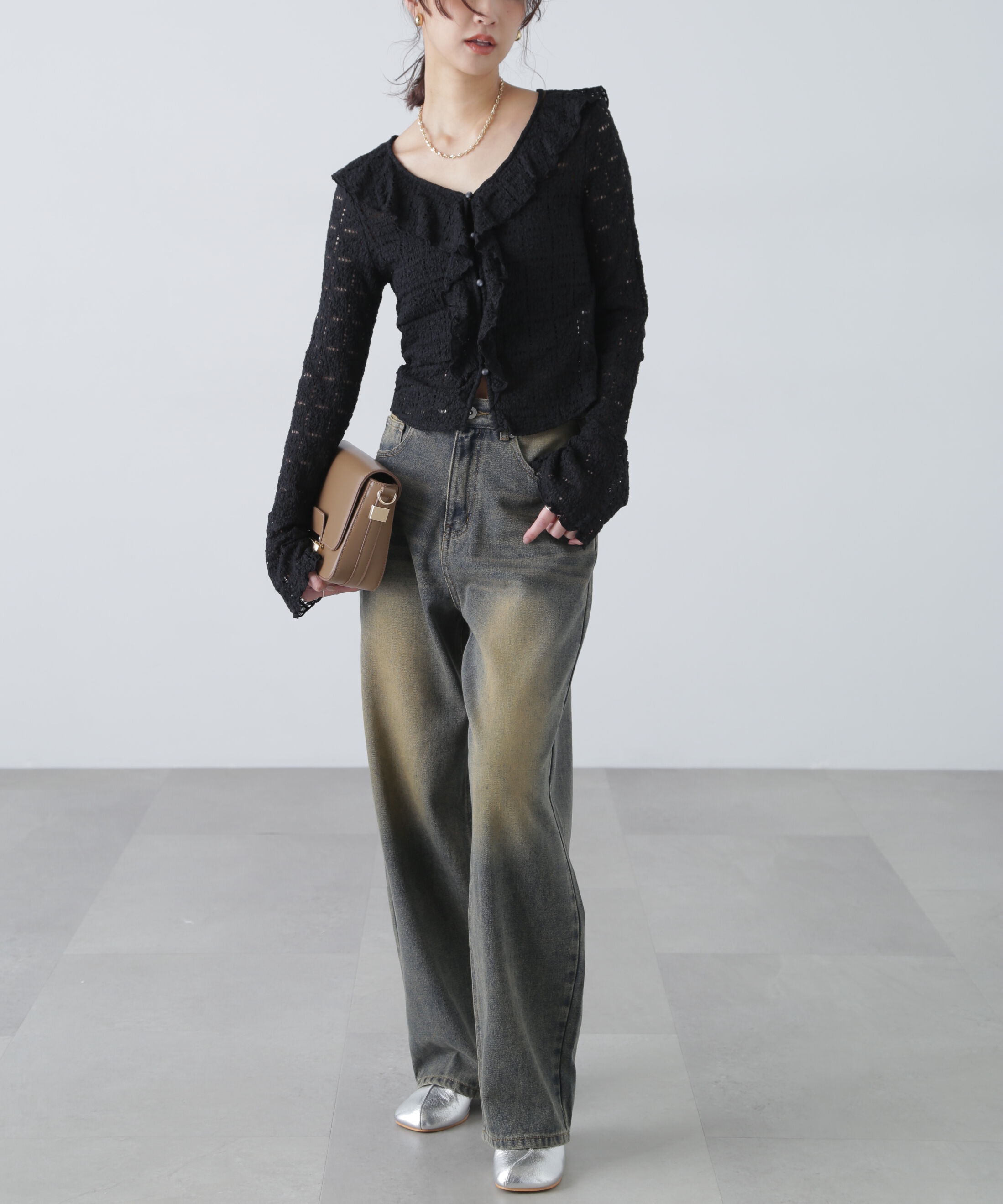  「レースラッフルカットソーブラウス」|シャツ・ブラウス|