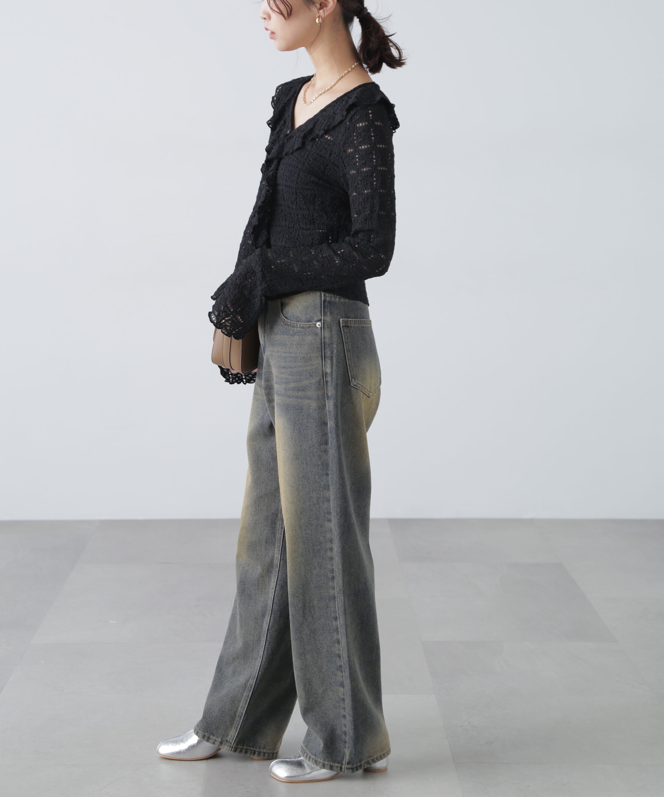  「レースラッフルカットソーブラウス」|シャツ・ブラウス|