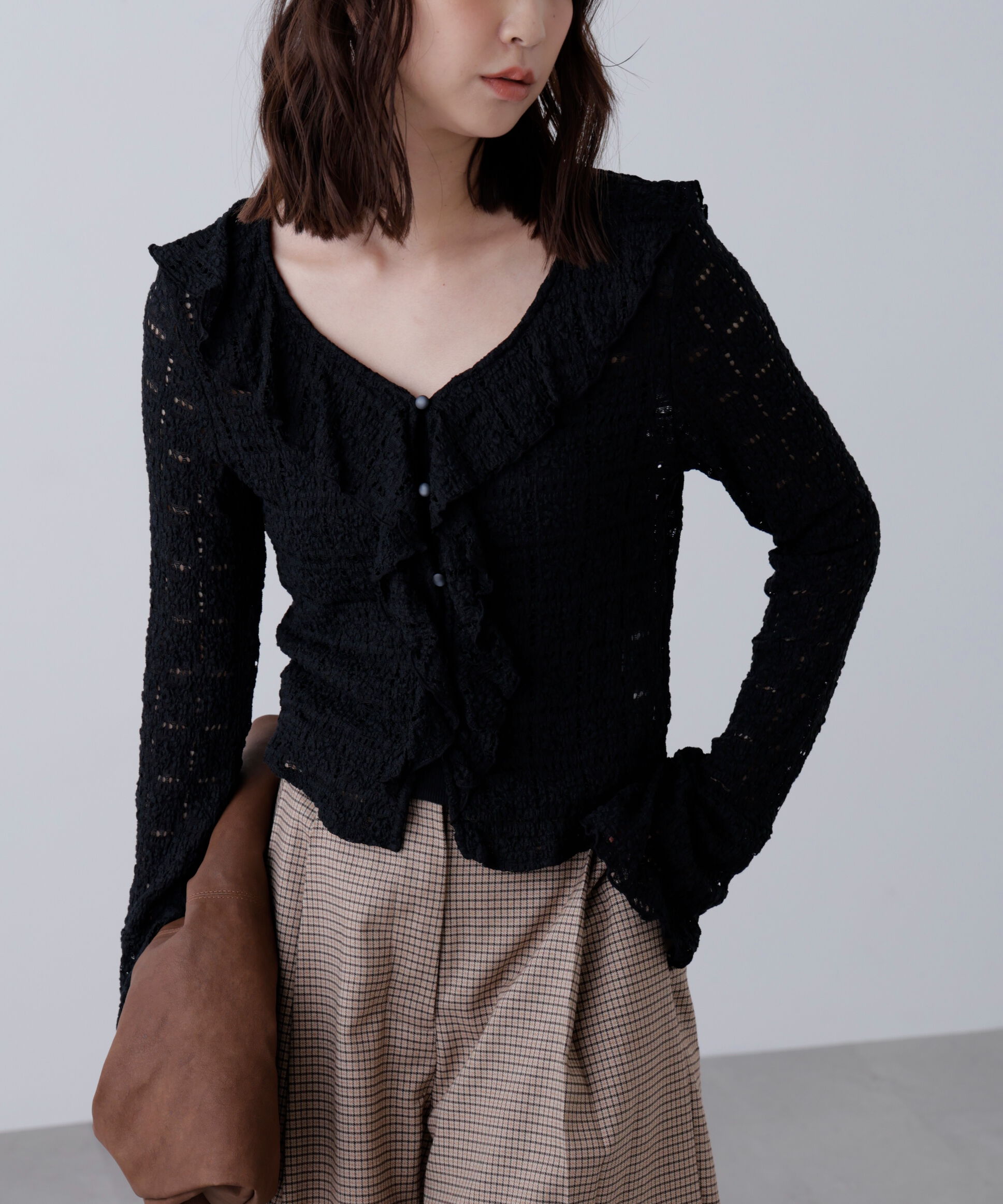  「レースラッフルカットソーブラウス」|シャツ・ブラウス|