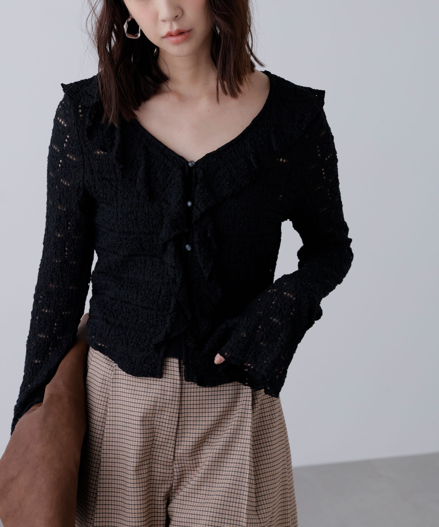  「レースラッフルカットソーブラウス」|シャツ・ブラウス|