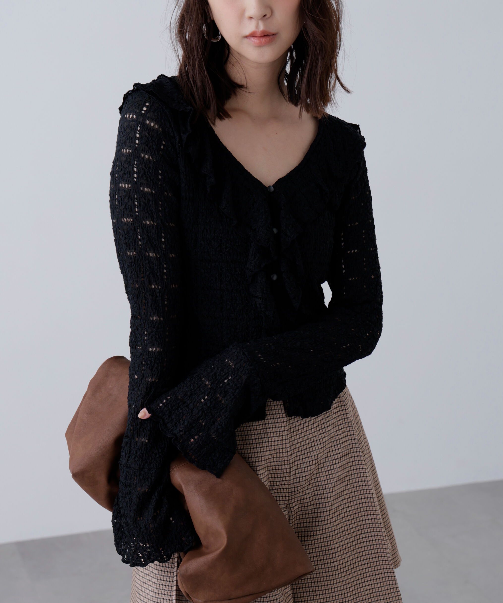  「レースラッフルカットソーブラウス」|シャツ・ブラウス|