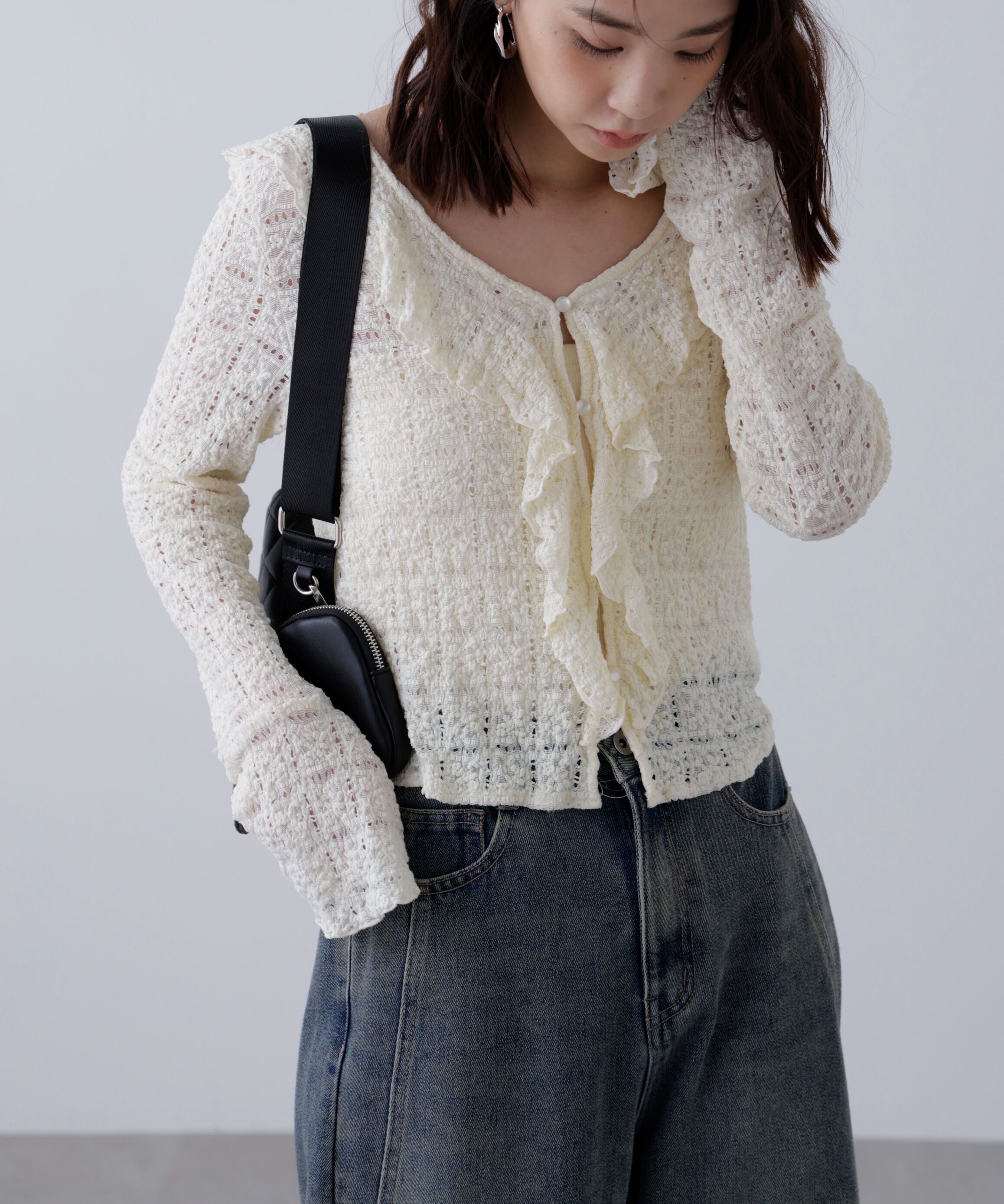  「レースラッフルカットソーブラウス」|シャツ・ブラウス|