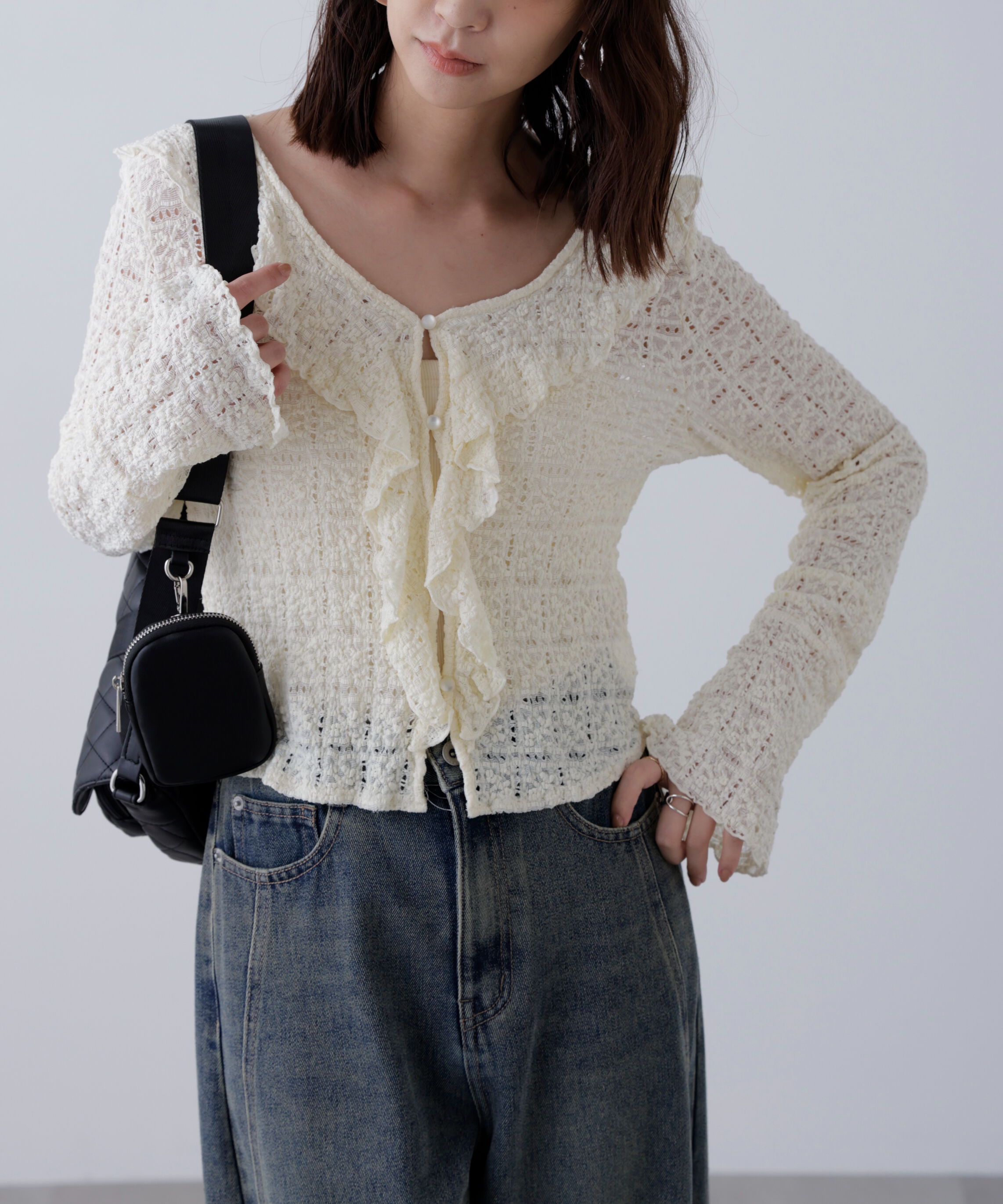  「レースラッフルカットソーブラウス」|シャツ・ブラウス|