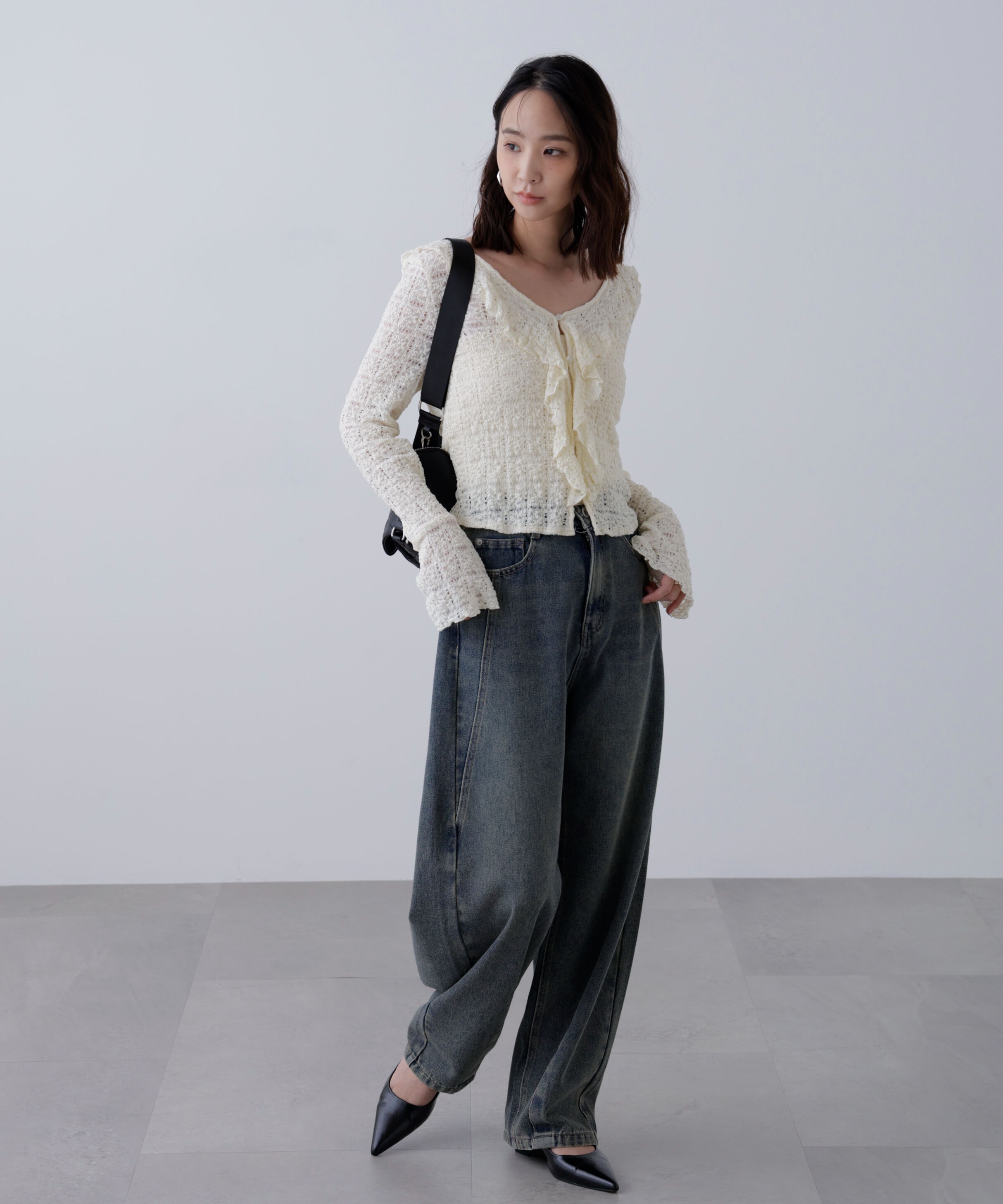  「レースラッフルカットソーブラウス」|シャツ・ブラウス|