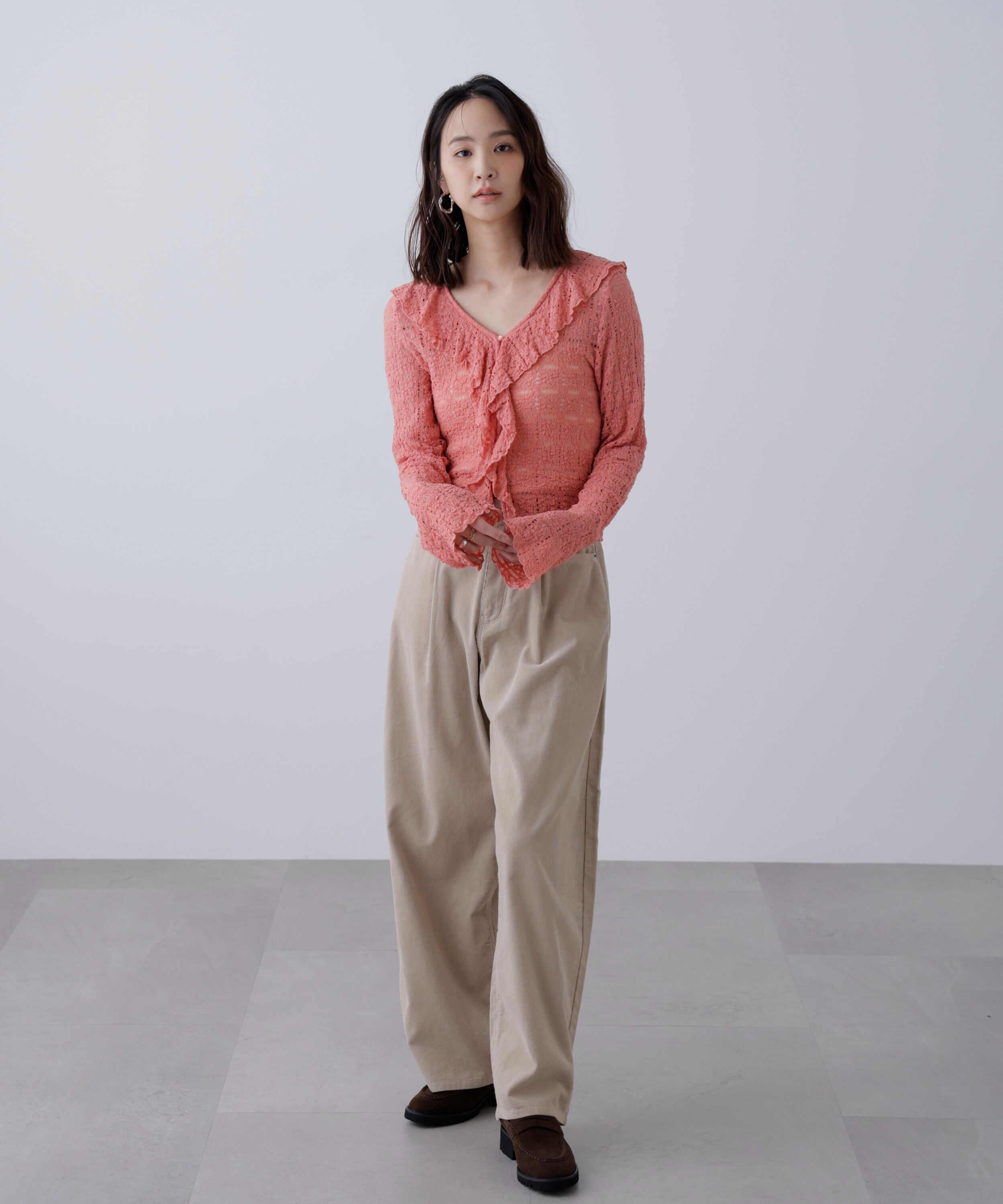  「レースラッフルカットソーブラウス」|シャツ・ブラウス|