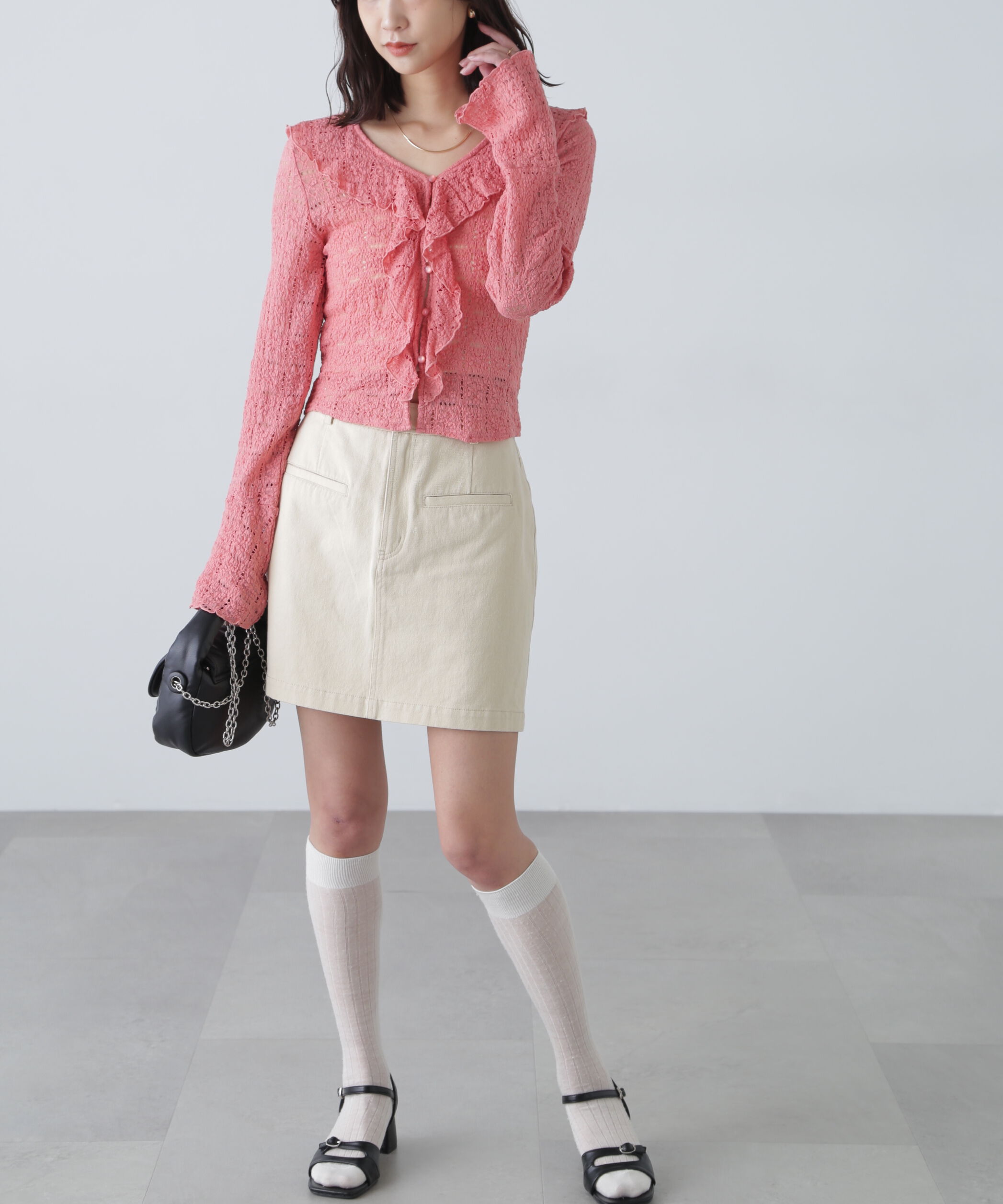  「レースラッフルカットソーブラウス」|シャツ・ブラウス|