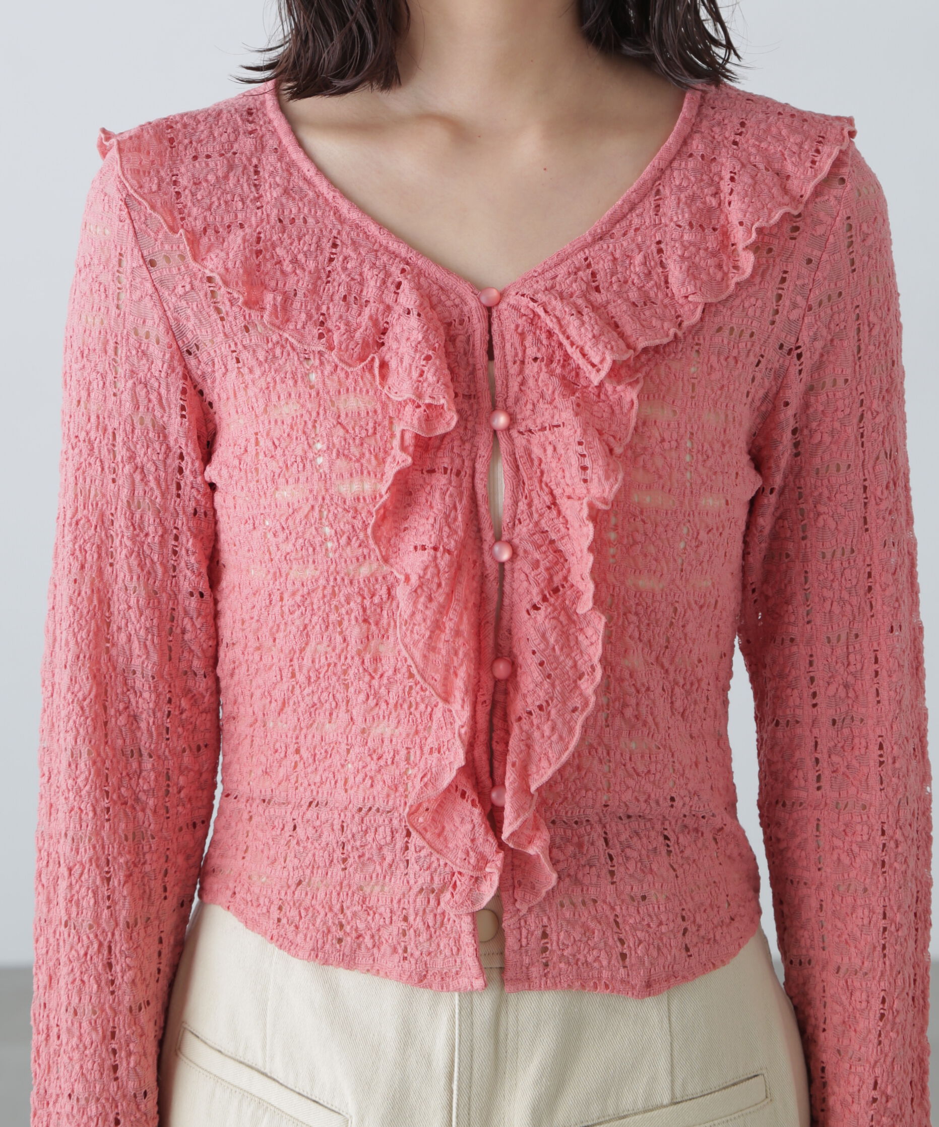  「レースラッフルカットソーブラウス」|シャツ・ブラウス|