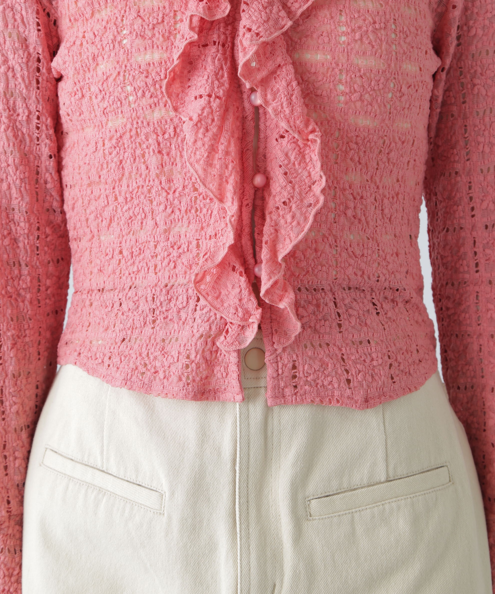  「レースラッフルカットソーブラウス」|シャツ・ブラウス|