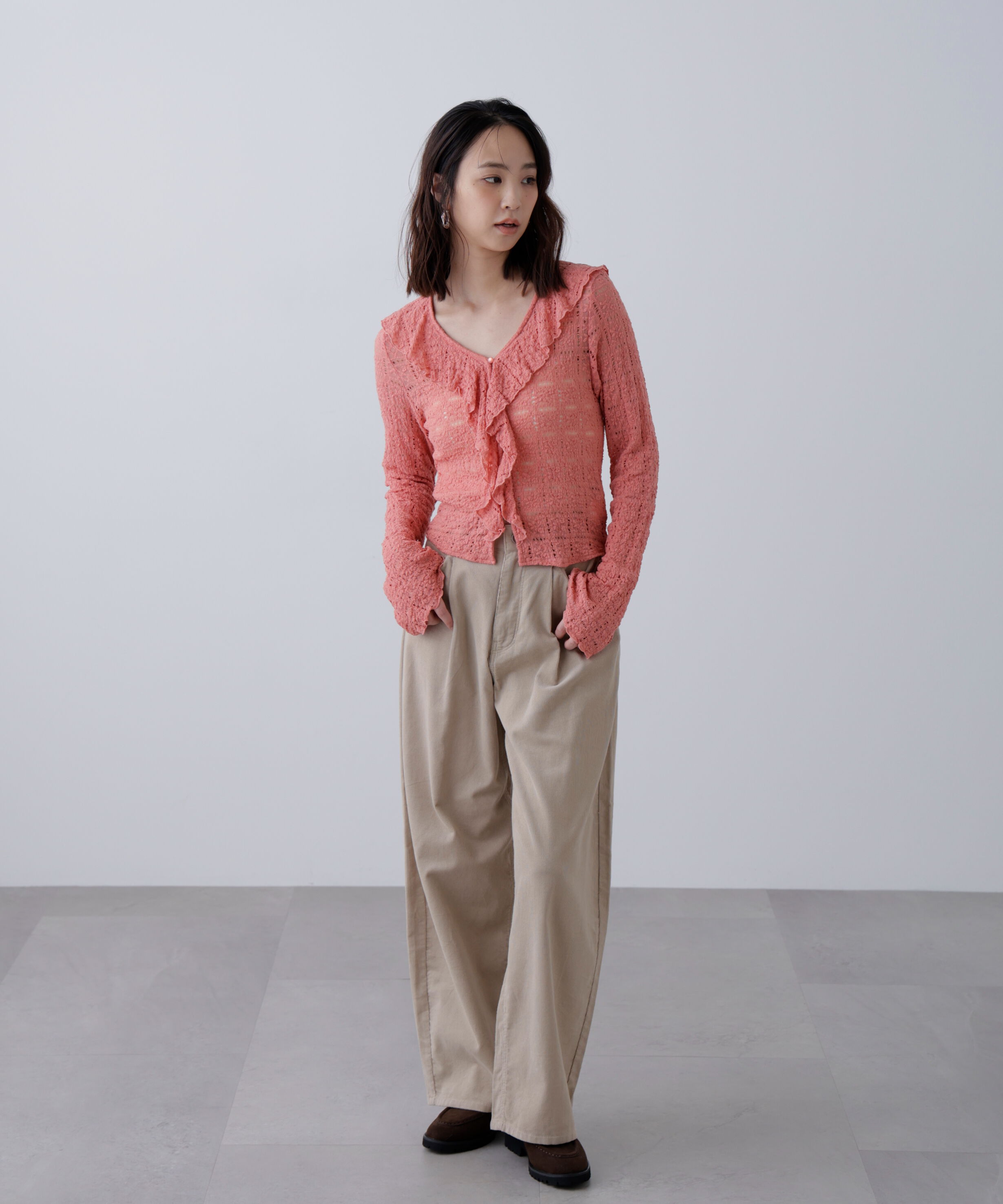  「レースラッフルカットソーブラウス」|シャツ・ブラウス|