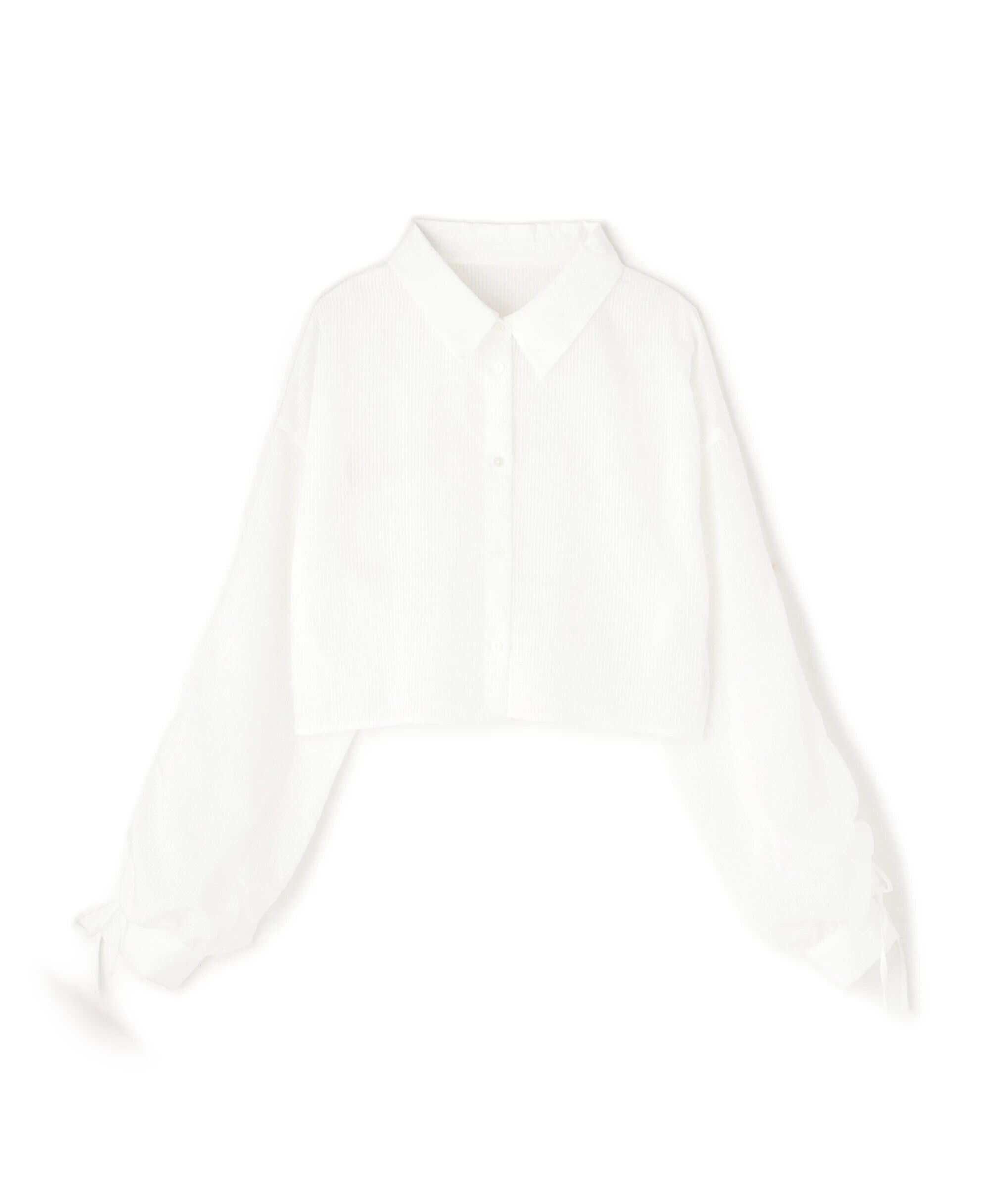  「シアー短丈袖ドロストシャツ」|シャツ・ブラウス|