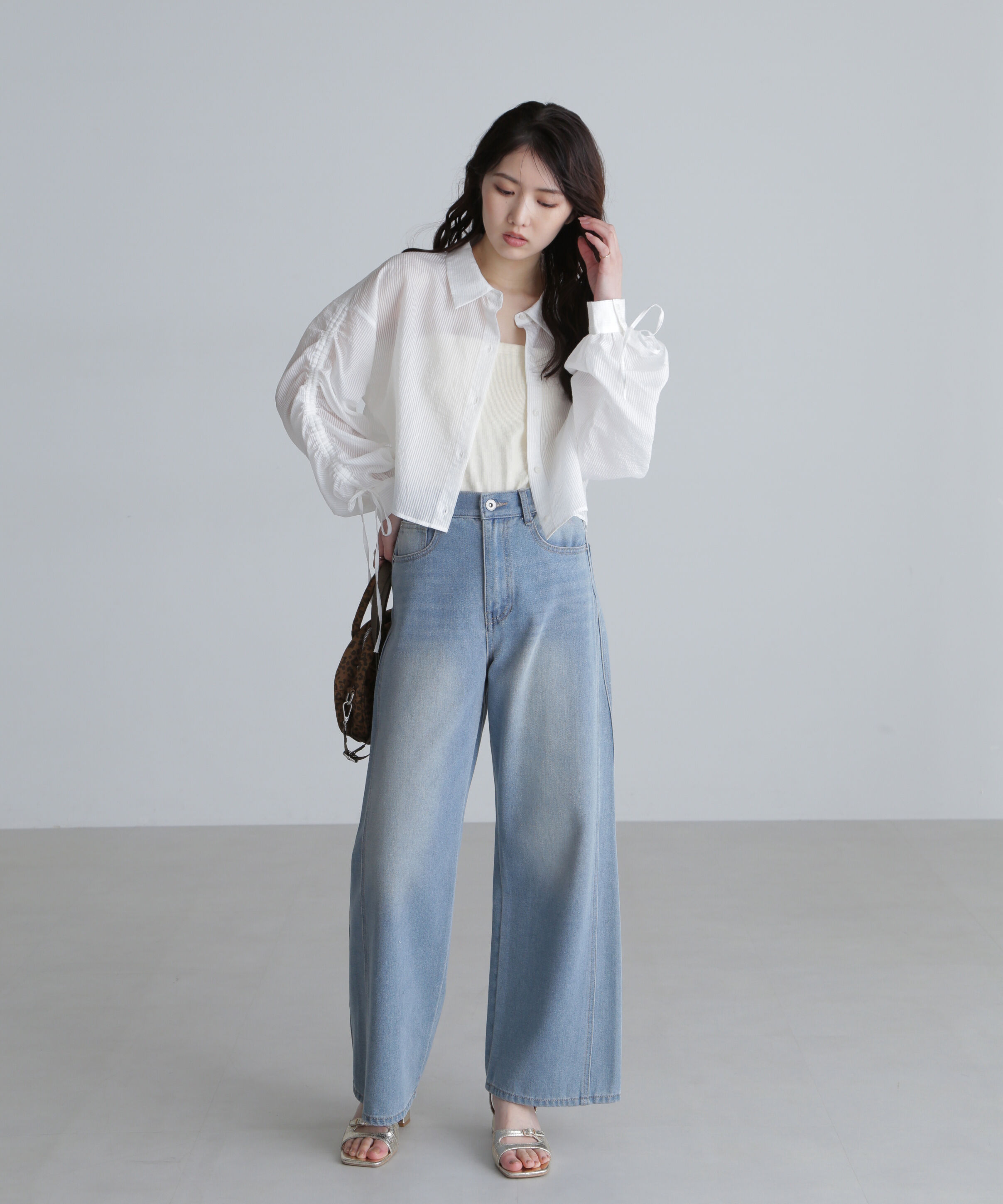  「シアー短丈袖ドロストシャツ」|シャツ・ブラウス|