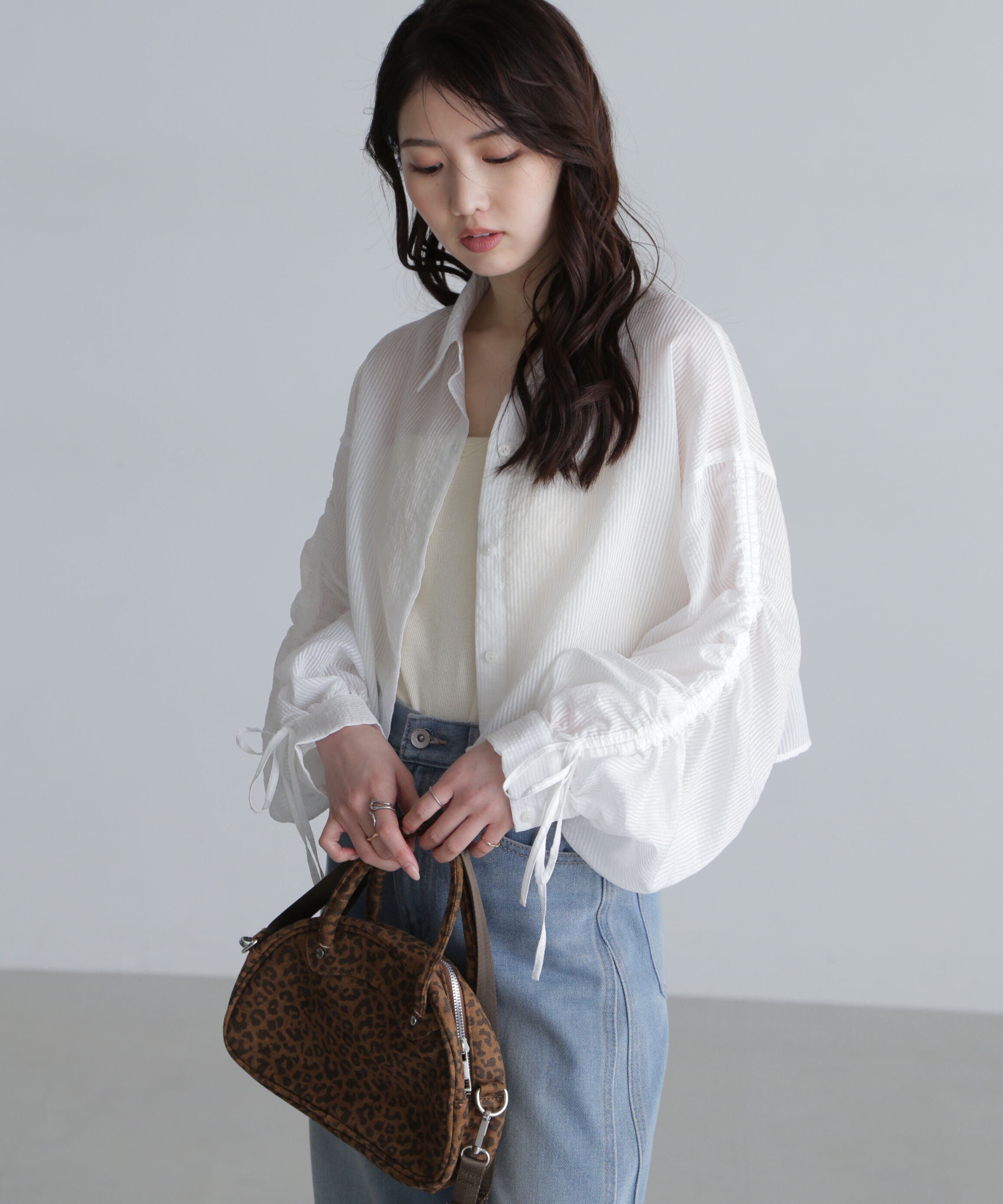  「シアー短丈袖ドロストシャツ」|シャツ・ブラウス|