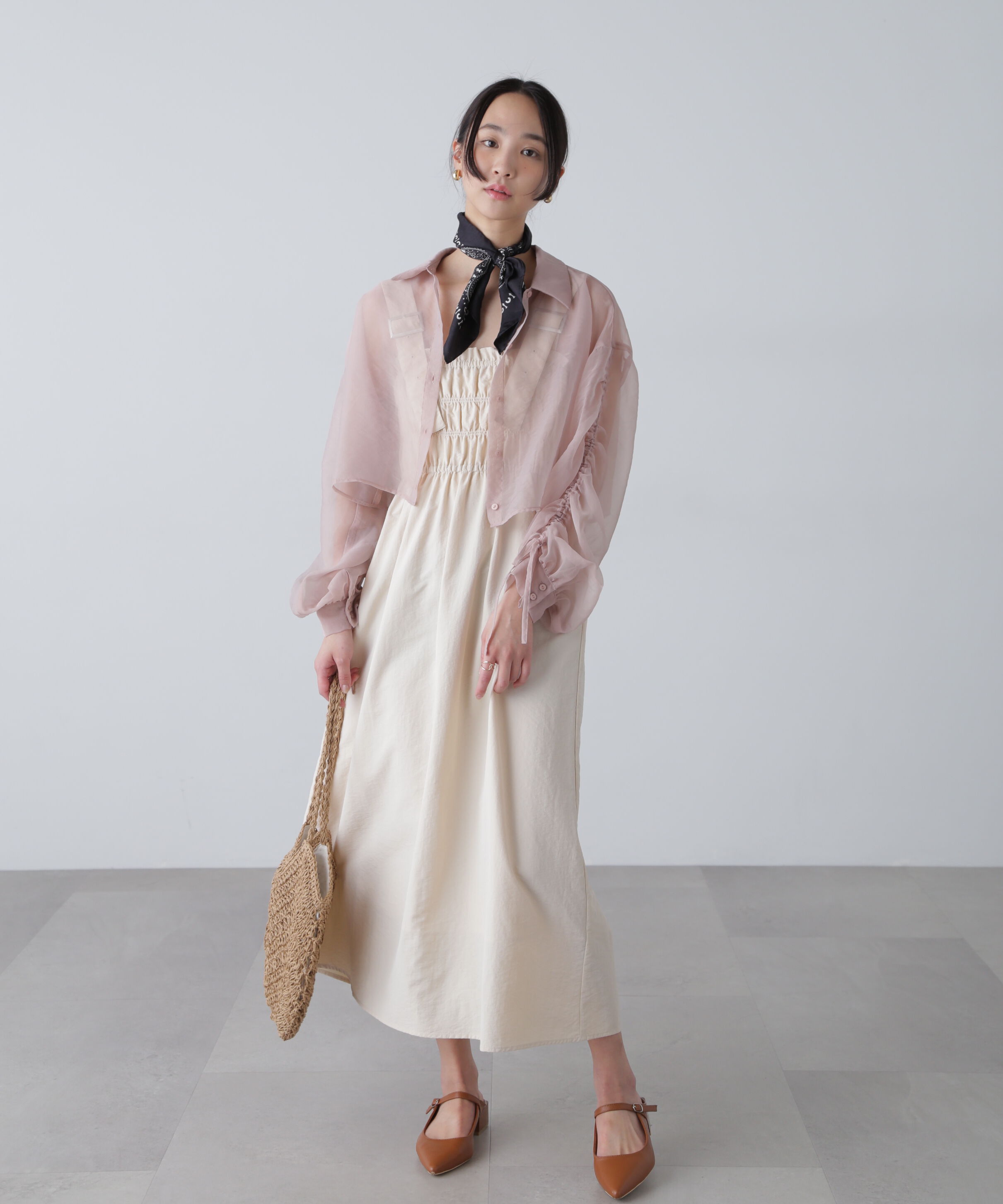  「シアー短丈袖ドロストシャツ」|シャツ・ブラウス|