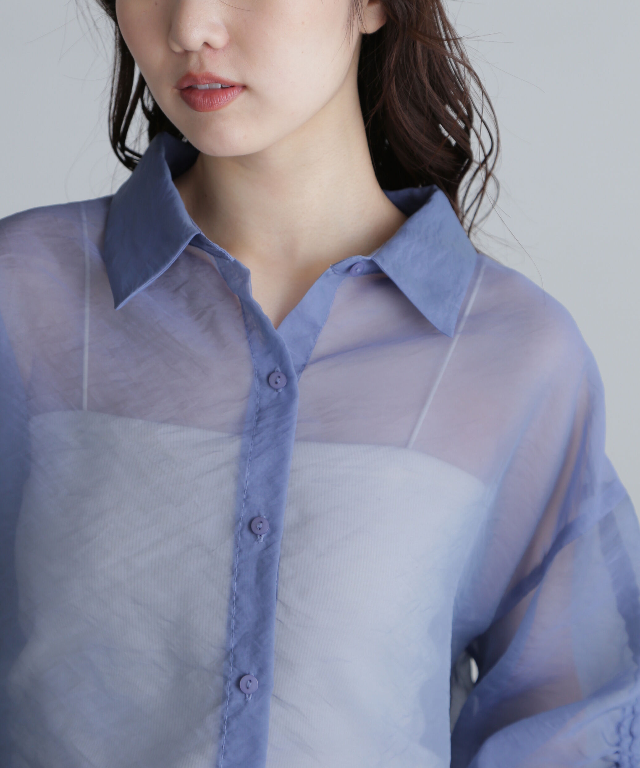  「シアー短丈袖ドロストシャツ」|シャツ・ブラウス|