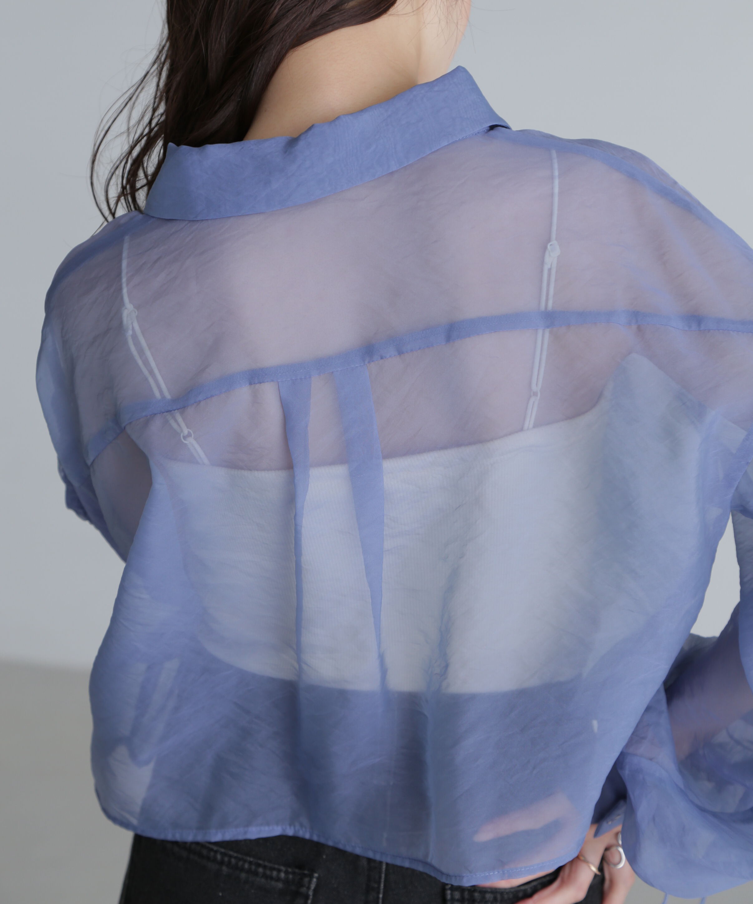  「シアー短丈袖ドロストシャツ」|シャツ・ブラウス|