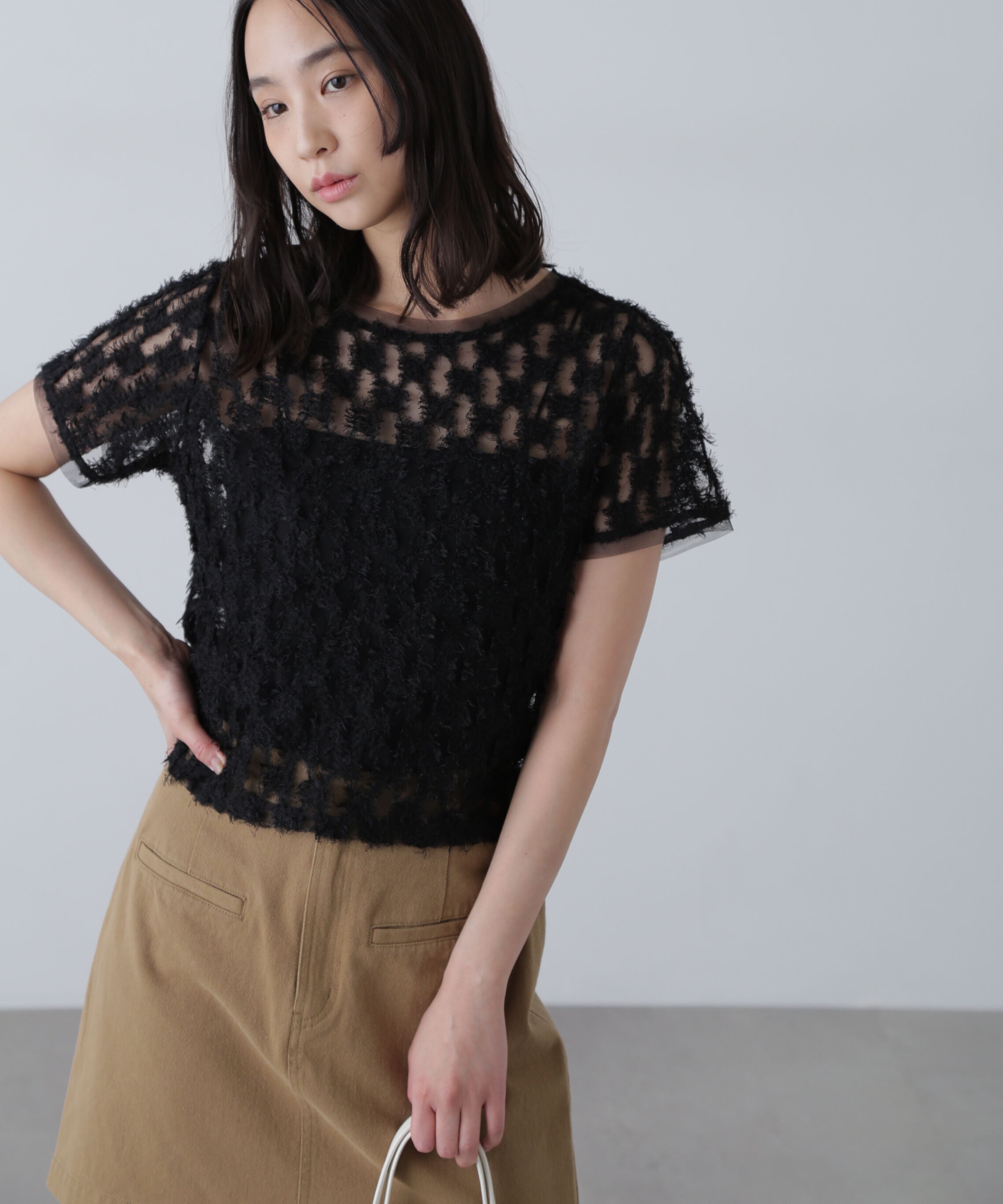  「前後２ＷＡＹフェザーチュールカーディガン」|シャツ・ブラウス|ブラック